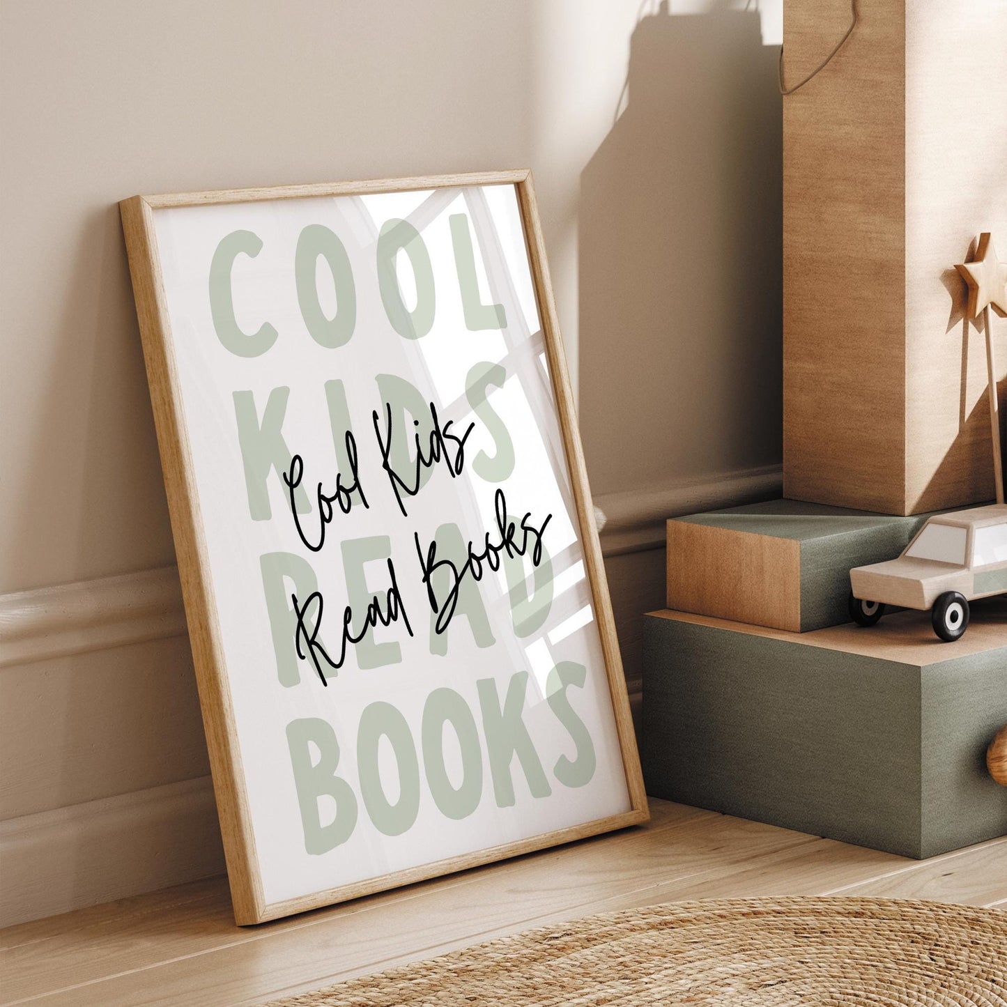 Cool Kids Read Books - Minimal Poster: Typography Print For Children, Book Lover Quote Wall Art for Reading Corner, Bedrooms & Playroom