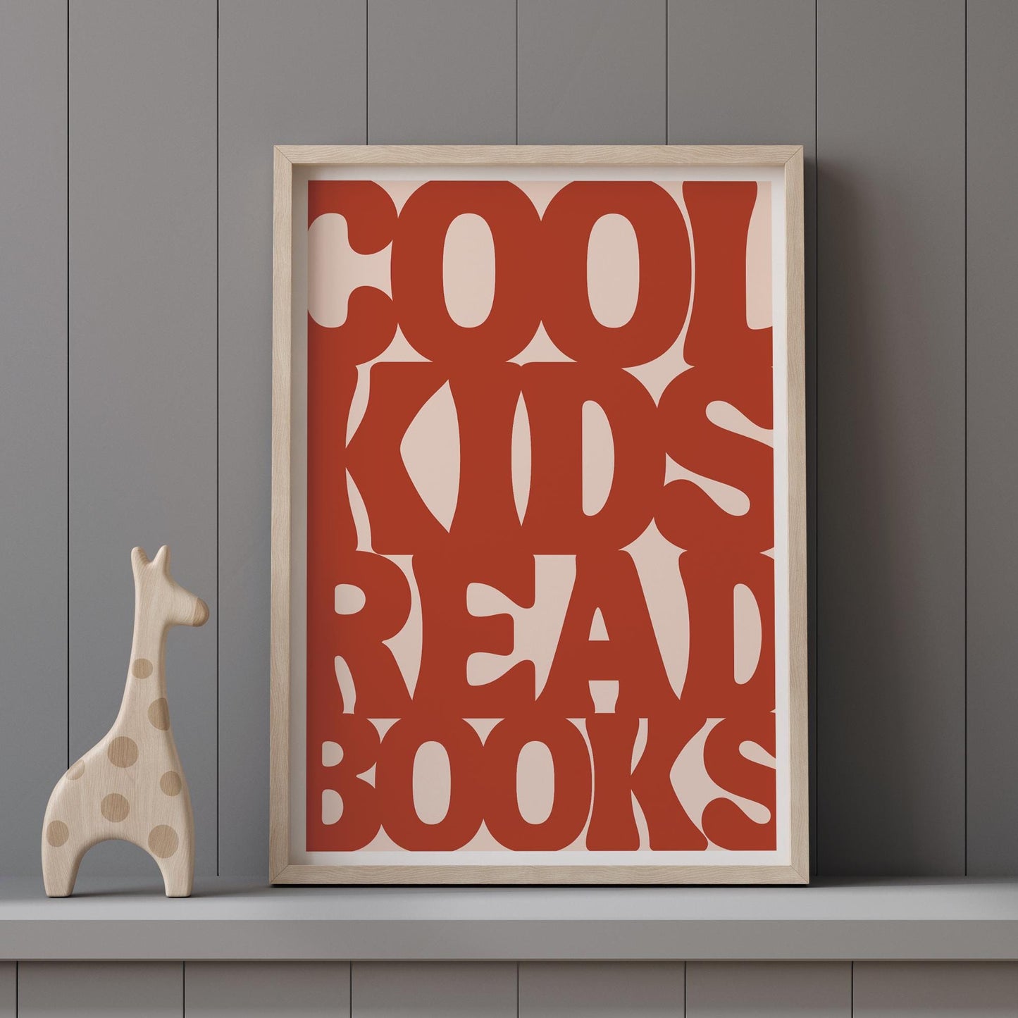 Cool Kids Read Books - Typography Poster: Bold Fun Print For Children, Book Lover Quote Wall Art for Reading Corner, Bedrooms & Playroom