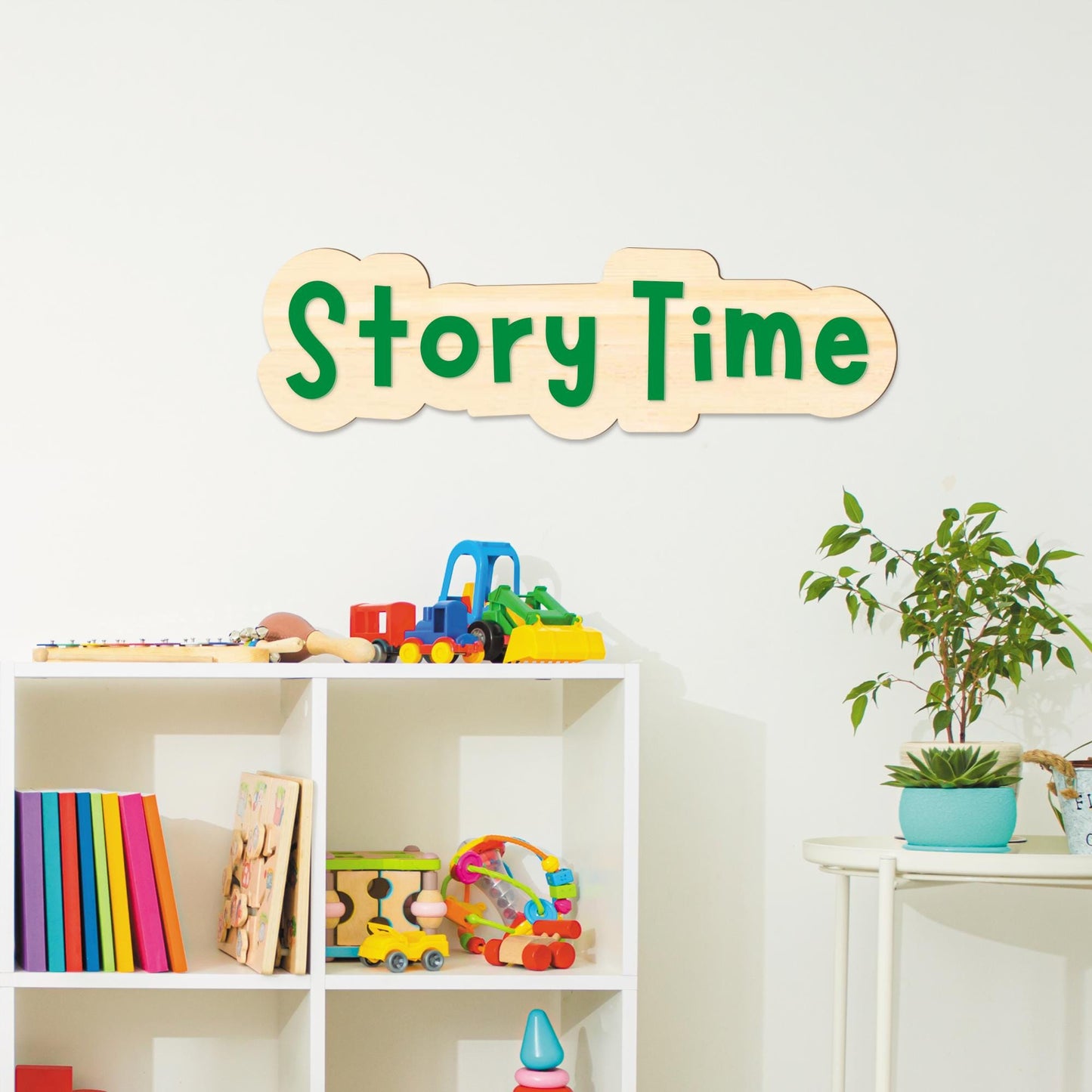 Story Time Plaque: Wooden Sign with Acrylic Letters - Perfect for Kids' Reading Corner or Playroom, Children's Room Decor, Book Lover Gift