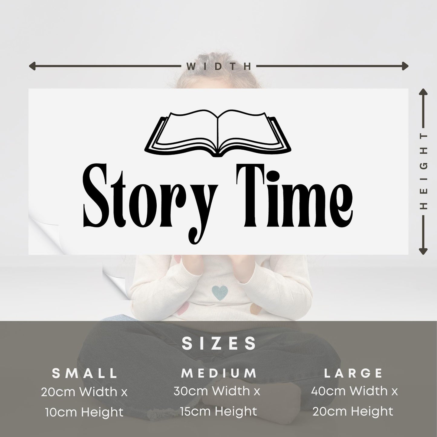 Story Time - Book Wall Sticker: Kids Reading Nook Decal, Wall Art, Personalised Kids Room Wall Decal, Nursery or Bedroom Decoration