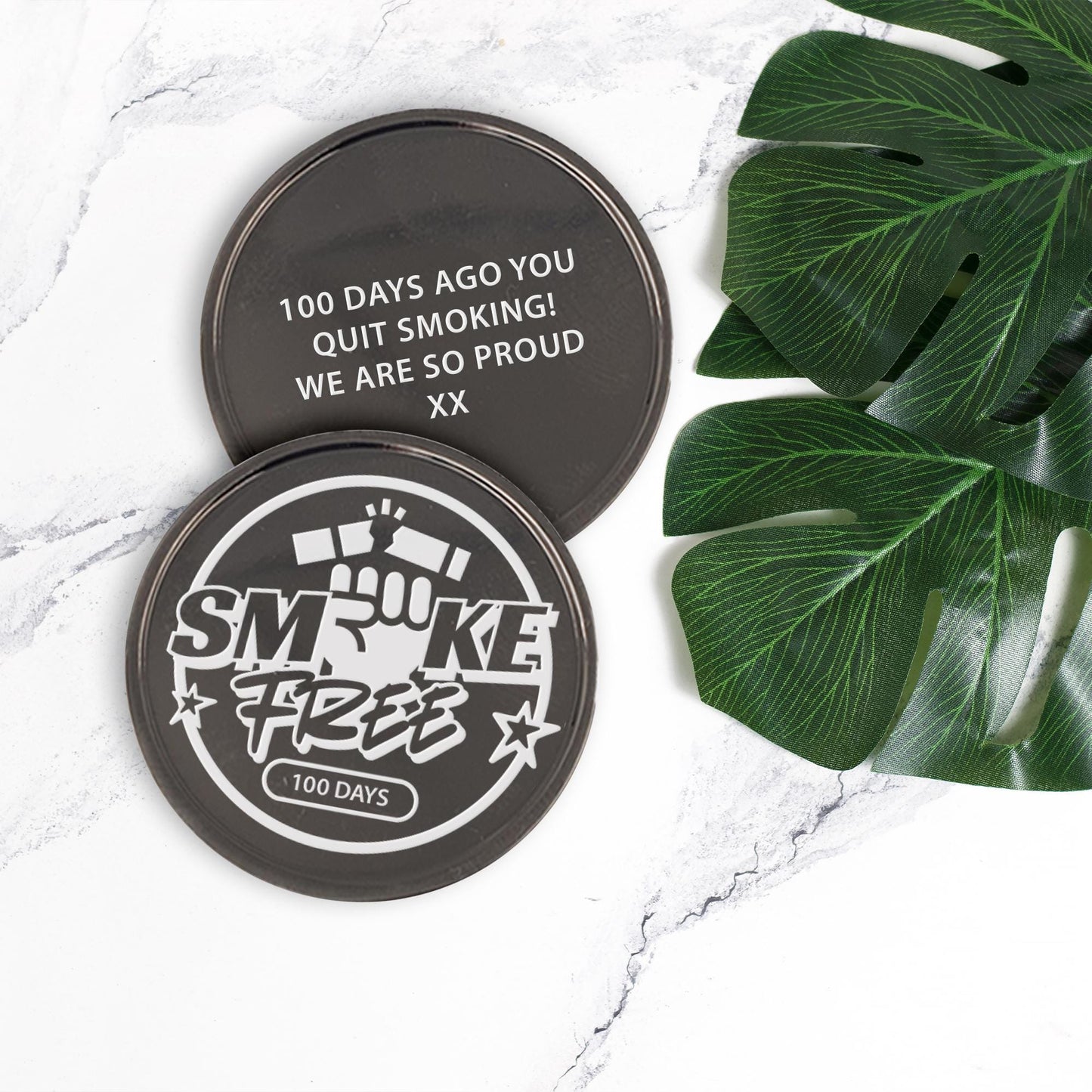 Smoke Free - Quit Smoking Milestone Coin 01 | Personalised Stop Smoking Gift | Custom Engraved Recovery Token | Bold Motivational Keepsake