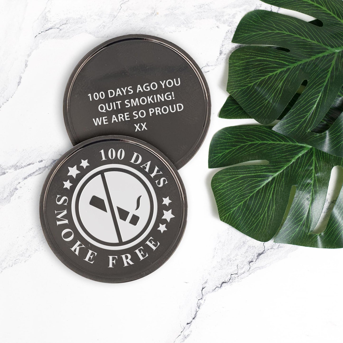 Smoke Free Milestone Coin 03 | Personalised Quit Smoking Gift | No Smoking Symbol Recovery Token | Custom Engraved Metal Coin Keepsake