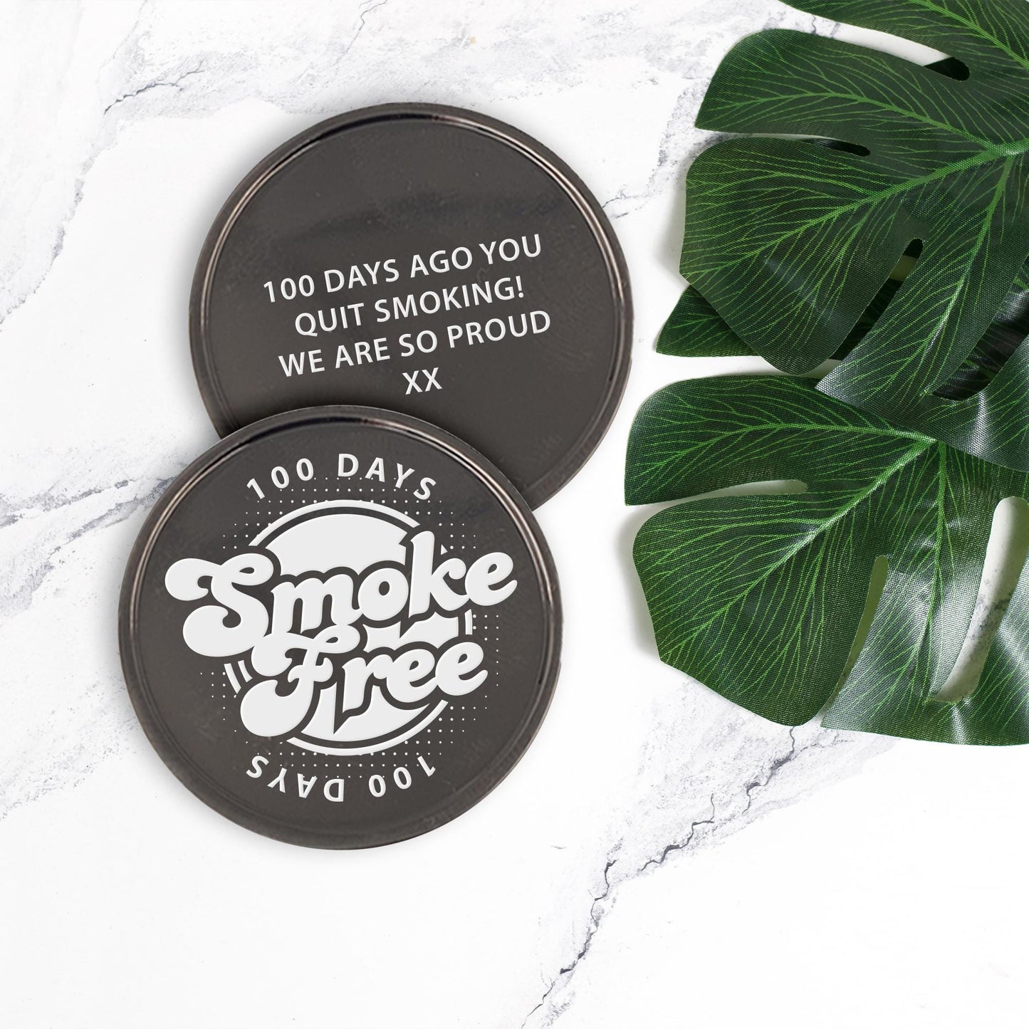 Smoke Free Milestone Coin  Personalised Quit Smoking Token 04 | Fun & Bold Retro Design Chip | Custom Motivational Engraved Recovery Gift