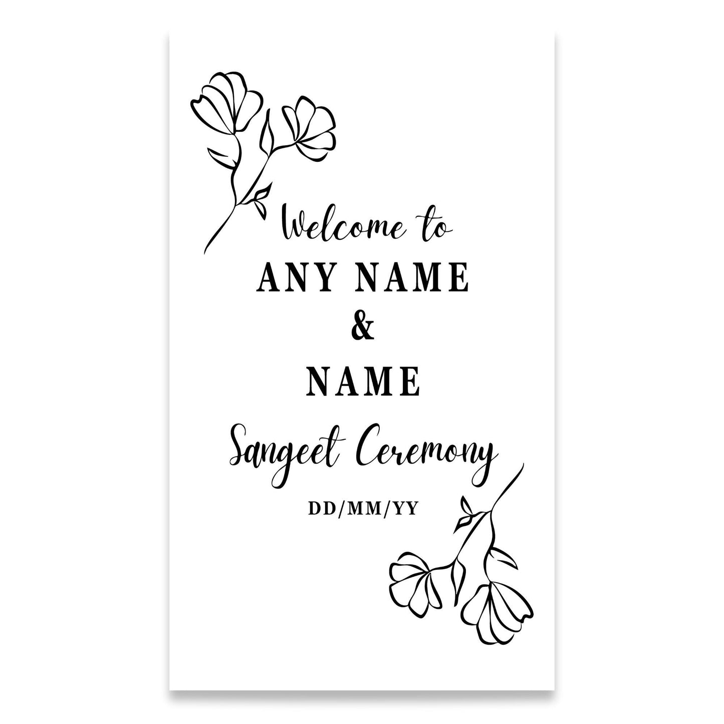 Sangeet Ceremony Welcome Sticker - Floral: Personalised Indian Wedding Vinyl Decal | Mirror or Acrylic Sign for Bride & Groom