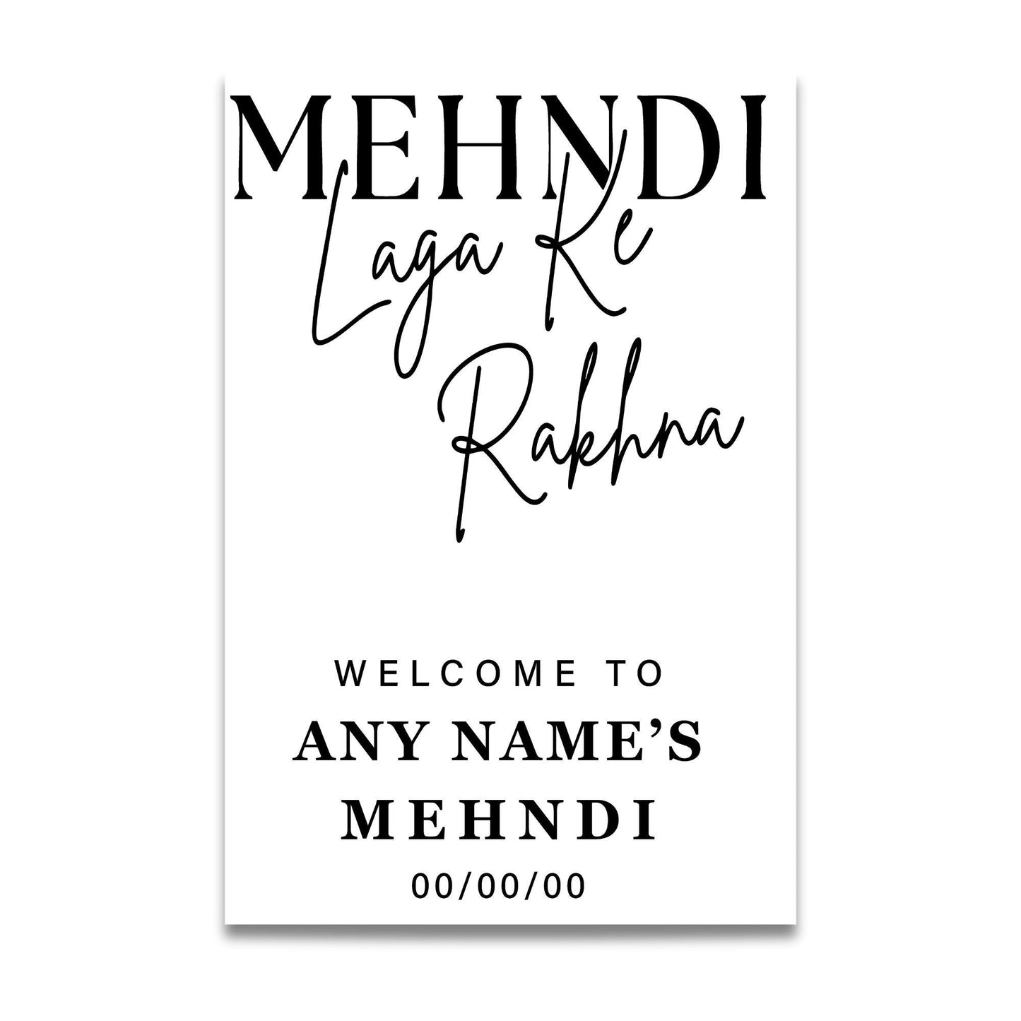 Personalised Mehndi Laga Ke Rakhna Vinyl Sticker  Custom Name Mirror/Board Decal for Indian Wedding, Modern design, Mehndi Party Decor