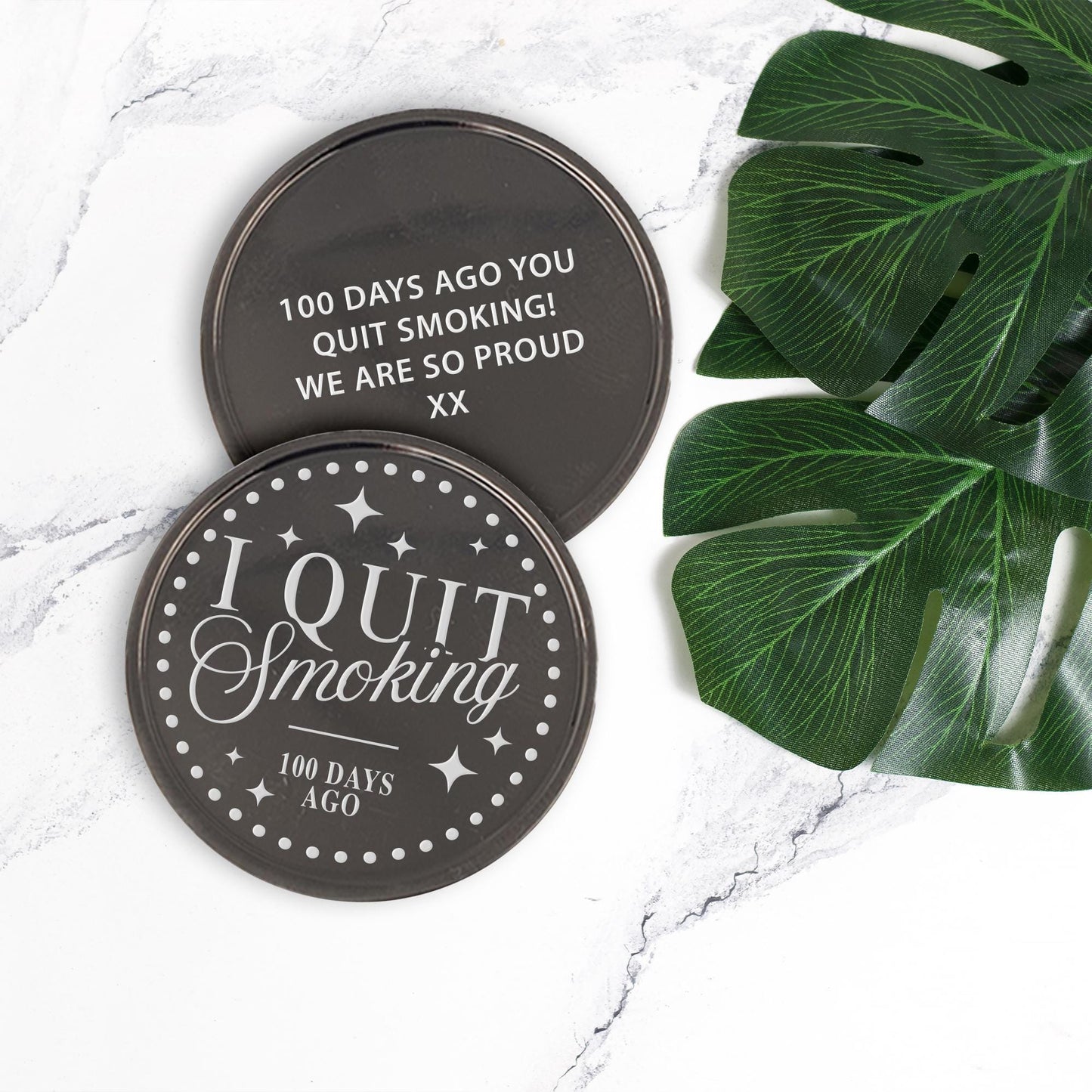 Quit Smoking Personalised Milestone Coin - Star | Custom Engraved Quit Smoking Gift | Keepsake Recovery Token | Smoke-Free Anniversary Coin