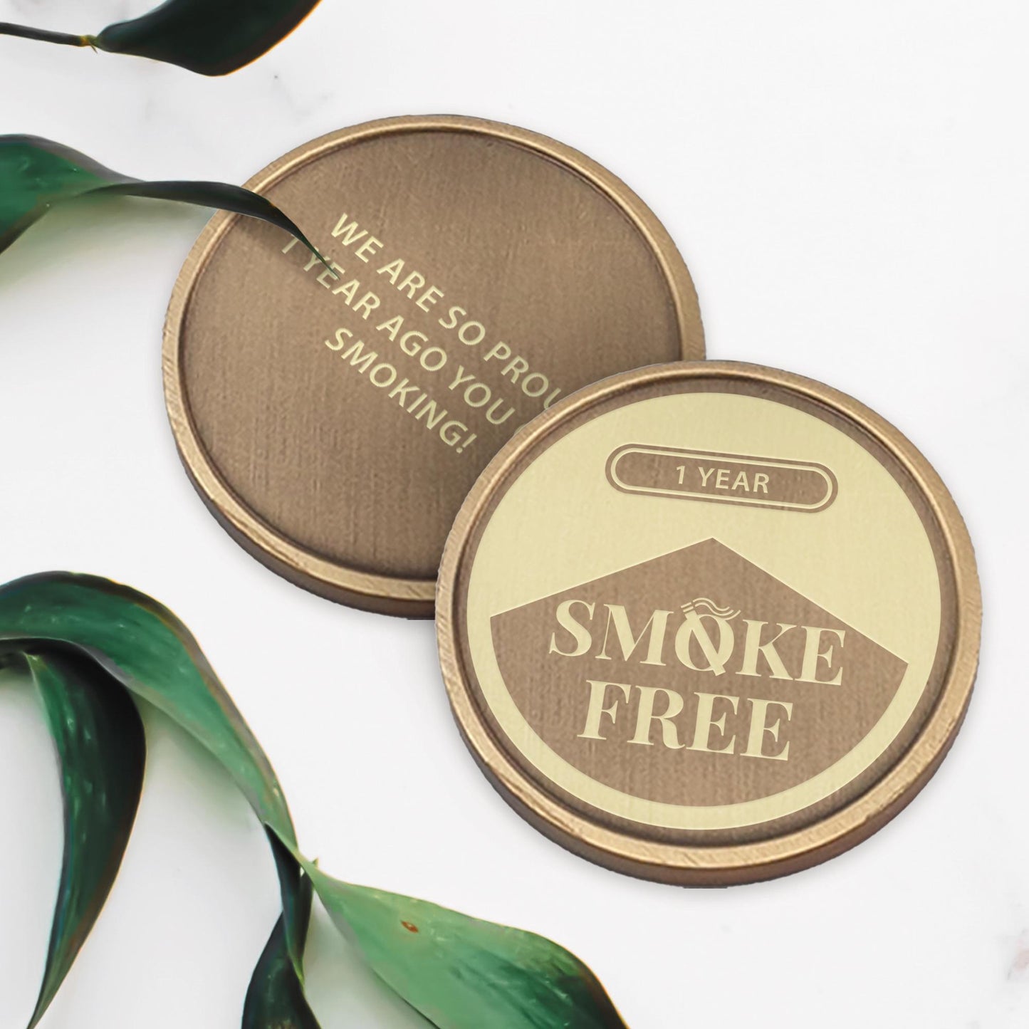 Smoke Free Milestone Coin  Personalised Quit Smoking Token 02 | Custom Engraved Recovery Gift | Sleek Design Pocket Keepsake (14 Colours)