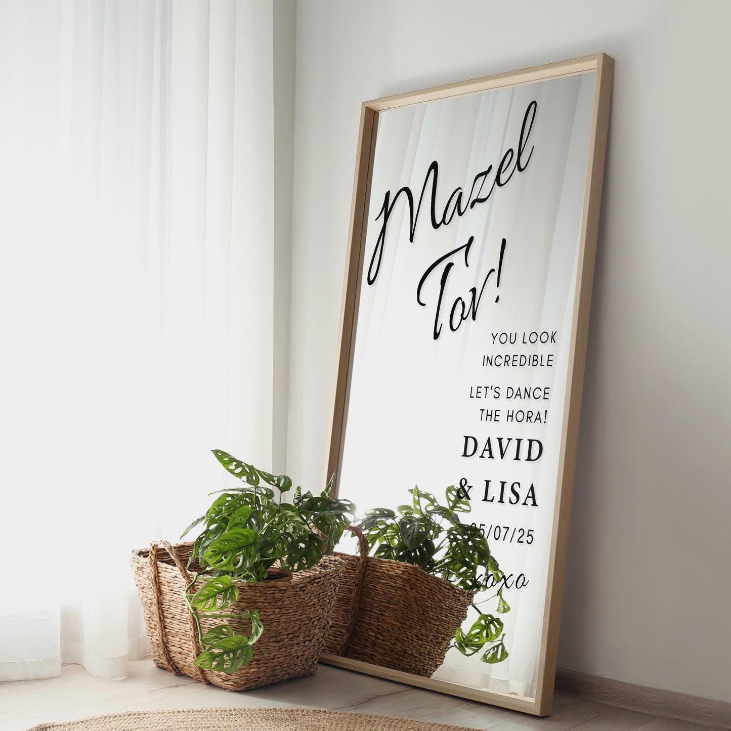 Personalised Jewish Wedding Vinyl Sticker | "Mazel Tov - Let's Dance the Hora!" Mirror Decal | Custom Sign Vinyl for Wedding Decor