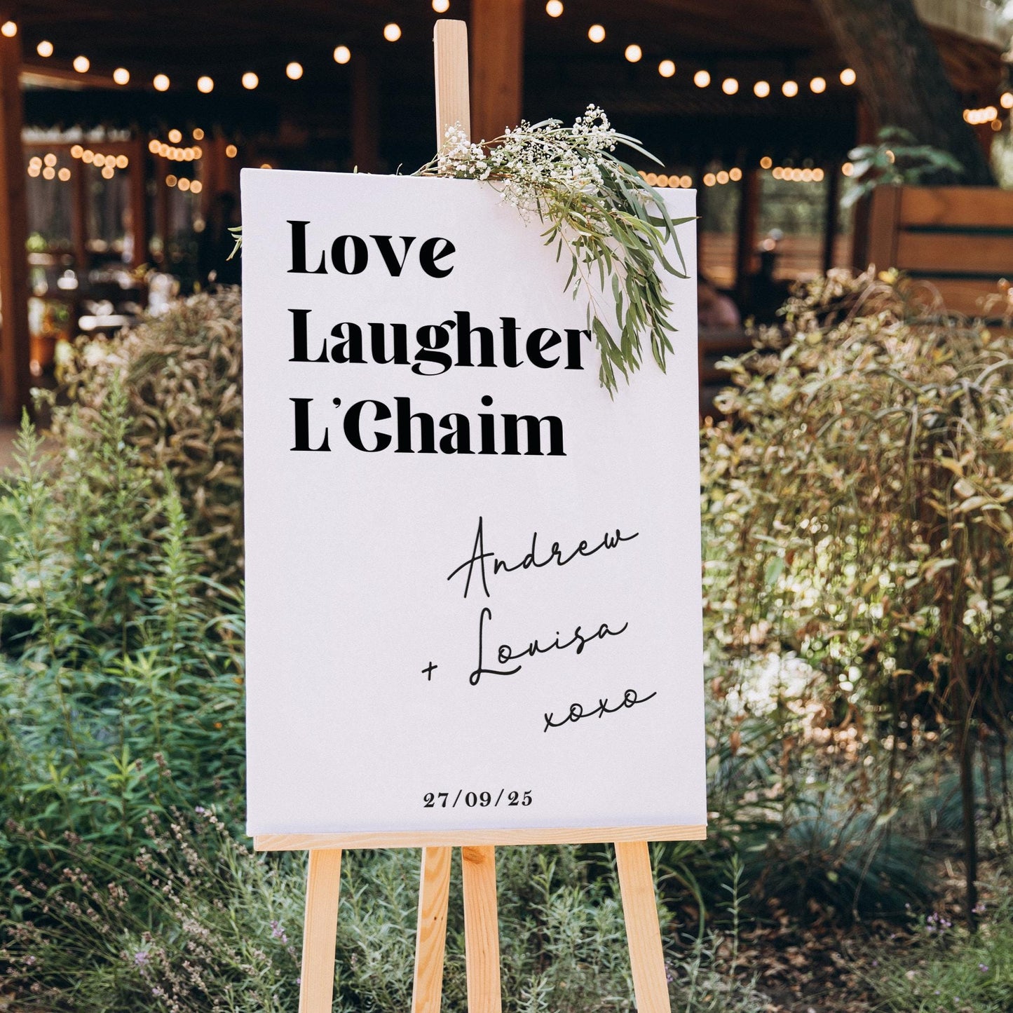 Personalised Jewish Wedding Vinyl Sticker | “Love, Laughter, LChaim Mirror Decal | Custom Wedding Sign Decor for Jewish Celebrations