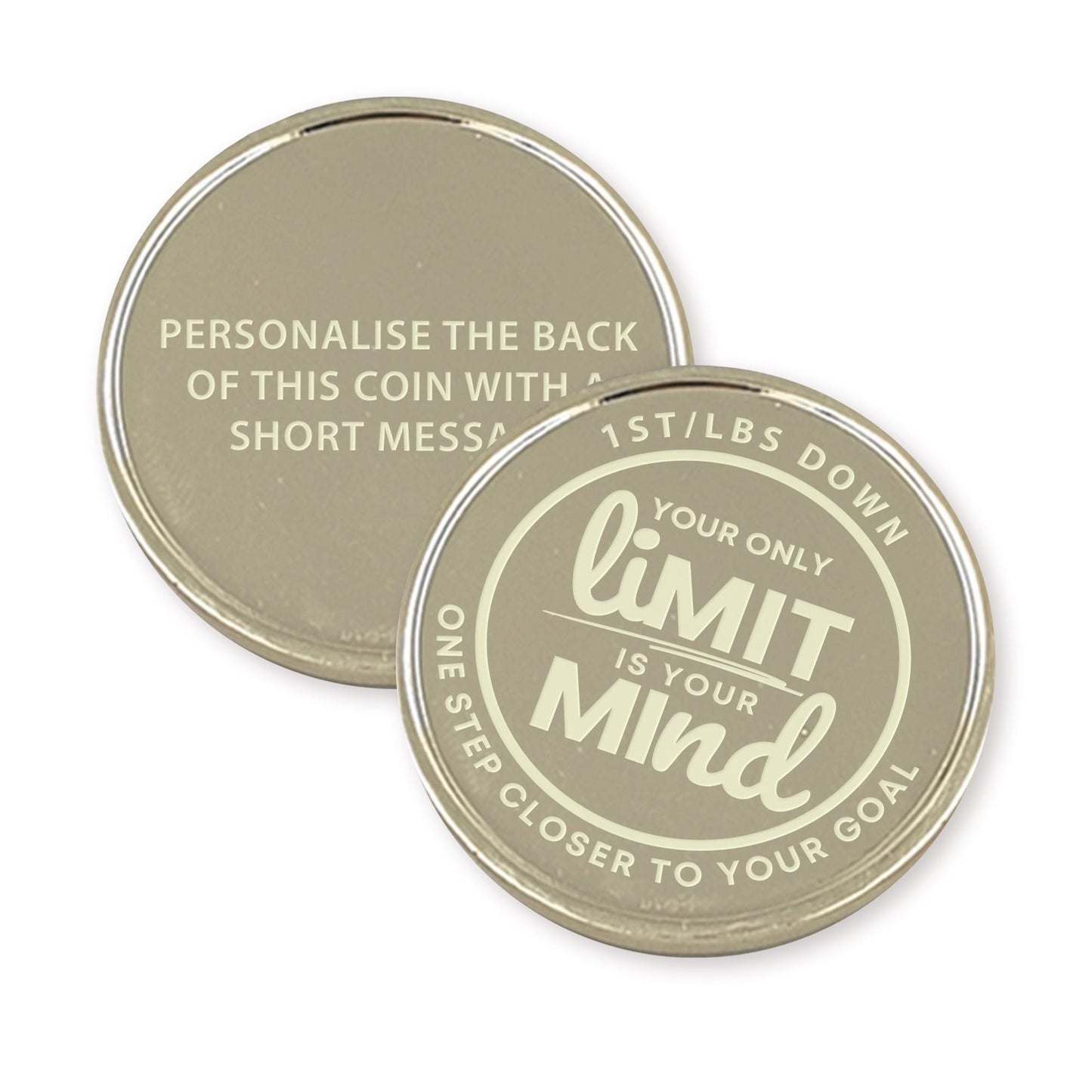 Personalised Weight Loss Milestone Coin  “Your Only Limit is Your Mind  Custom Weight  Motivational Fitness Token  1st/Lbs/Kg Marker