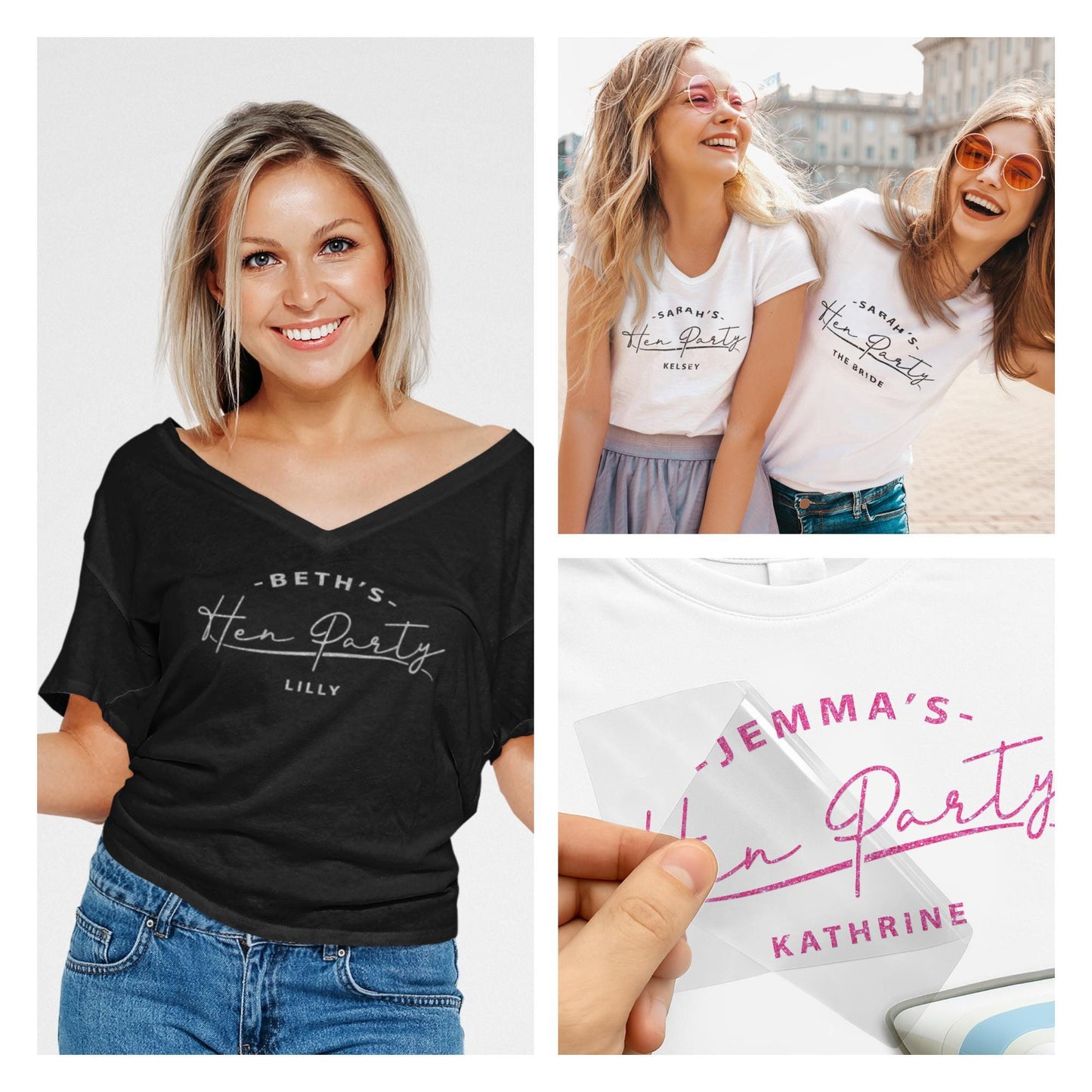 Personalised Hen Party transfer, Custom Bridal Party Iron-On Vinyl, Hen Do T-Shirt Decal, HTV Sticker, Bachelorette Shirt Transfer