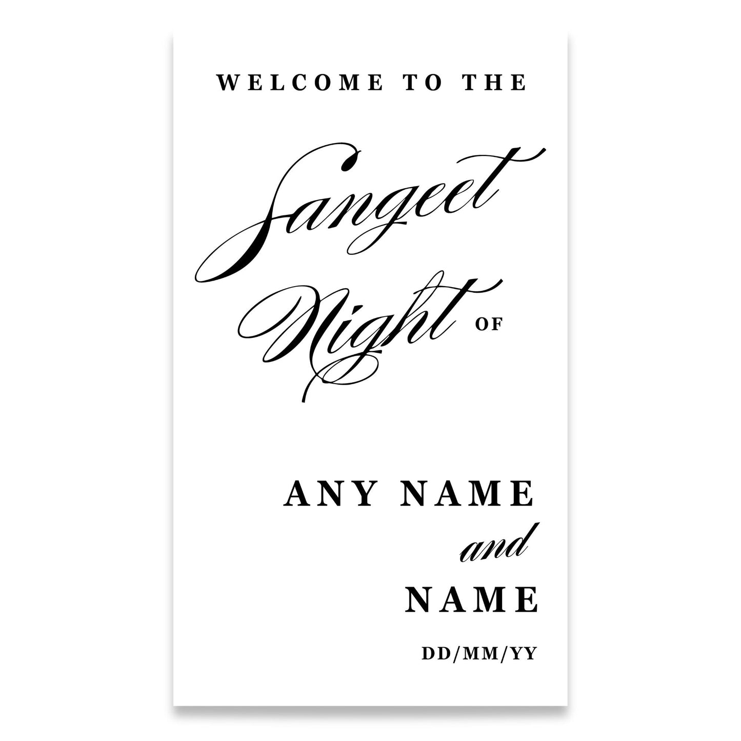 Sangeet Night  Script Welcome Sign: Wedding Mirror Sticker | Personalised Vinyl Decal for Indian Weddings | Custom Bride & Groom Sign