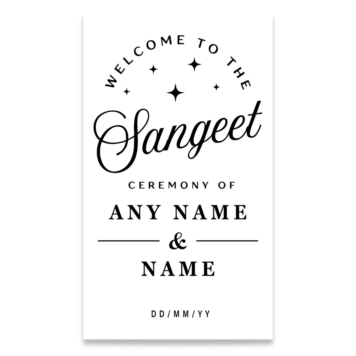 Welcome Sangeet Ceremony  Stars Vinyl Mirror Sticker | Personalised Indian Wedding Welcome Decal | Custom Pre-Wedding Sign