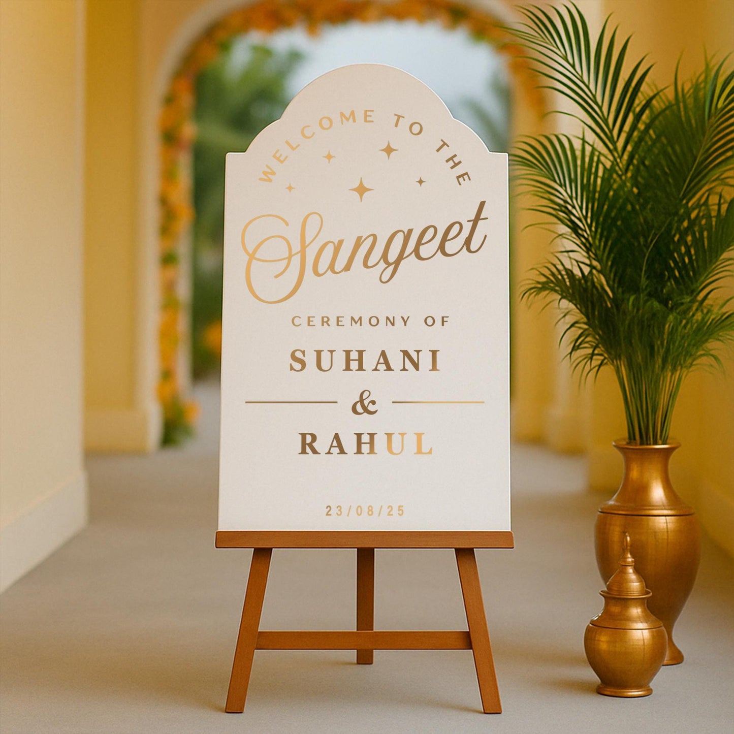 Welcome Sangeet Ceremony  Stars Vinyl Mirror Sticker | Personalised Indian Wedding Welcome Decal | Custom Pre-Wedding Sign