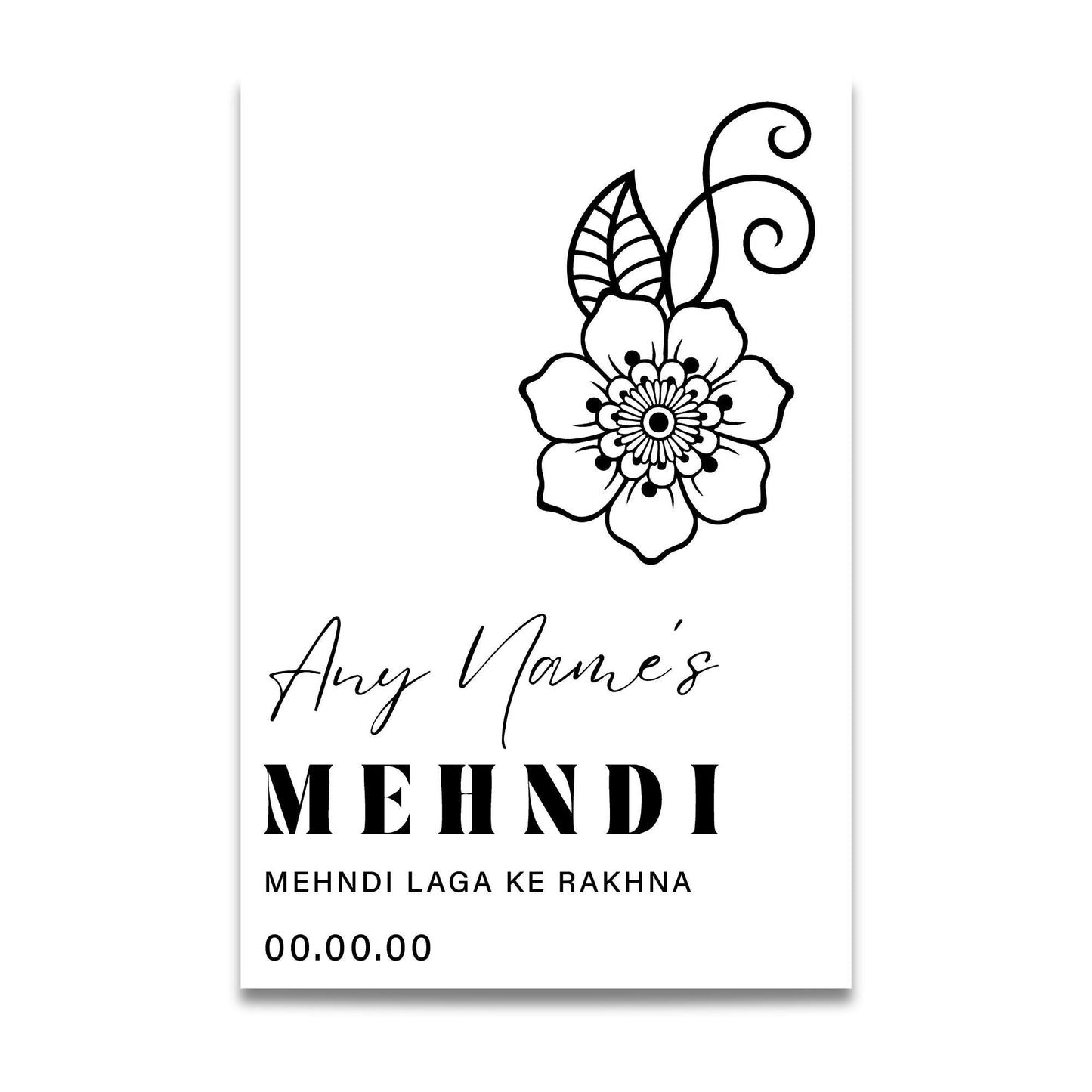 Personalised Floral Mehndi Vinyl Sticker  “Mehndi Laga Ke Rakhna Mirror or Welcome Sign Decal, Mehndi Party Decor, Henna Design