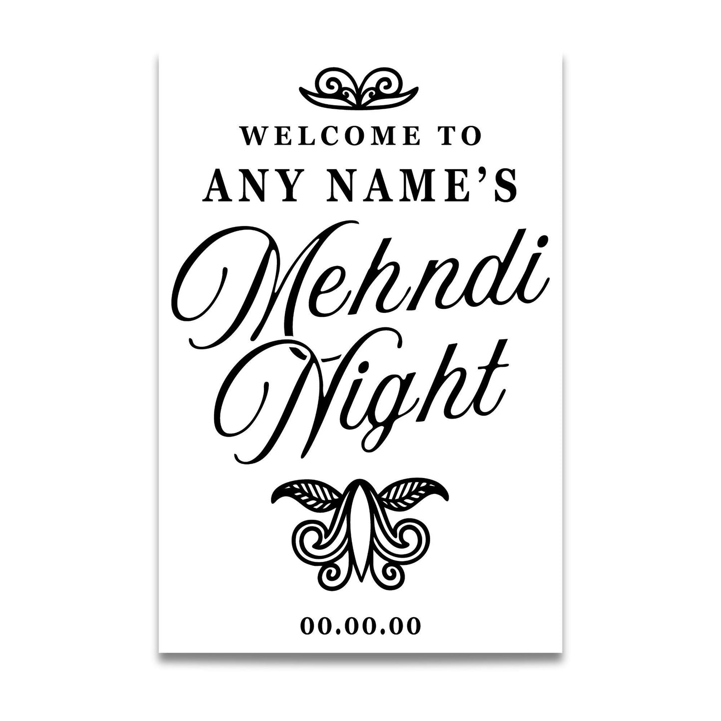 Personalised Mehndi Night Script Vinyl StickerCustom Indian Wedding Welcome Mirror or Sign Decal, Mehndi Henna Party Decor