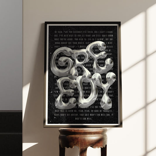 Greedy - Poster | Metallic Chrome Typography Print  Bold Pop Lyric Poster for Music Lovers, Song Quote, Edgy Poster Gift, Home Decor