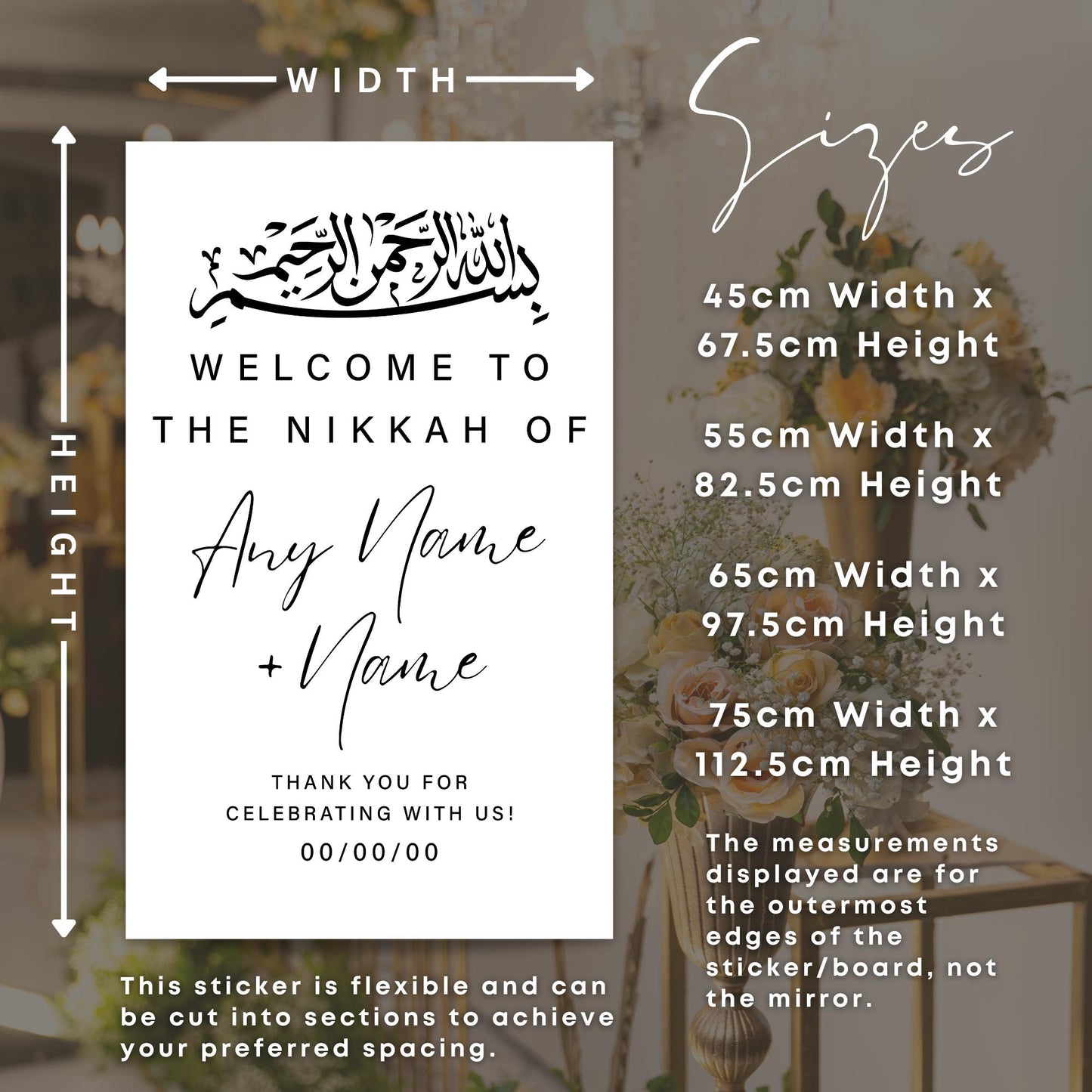 Personalised Nikkah Welcome Sign Vinyl Sticker | Minimalist Script Islamic Wedding Decal | Custom Muslim Wedding Sign
