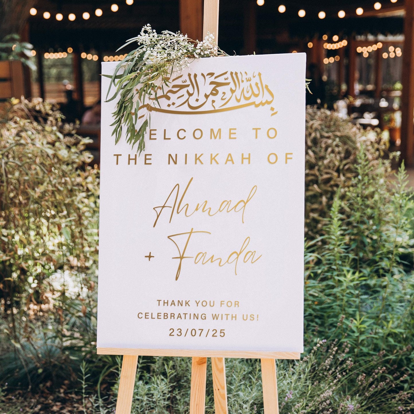 Personalised Nikkah Welcome Sign Vinyl Sticker | Minimalist Script Islamic Wedding Decal | Custom Muslim Wedding Sign