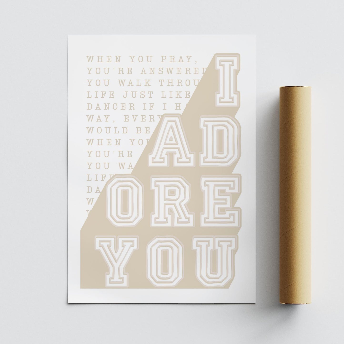 Adore U Lyric-Inspired Poster | House Music Print, Song Wall Art, Bold College Style Typography, Music Quote, Muted Aesthetic Home Decor