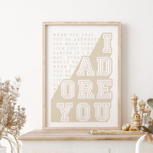 Adore U Lyric-Inspired Poster | House Music Print, Song Wall Art, Bold College Style Typography, Music Quote, Muted Aesthetic Home Decor