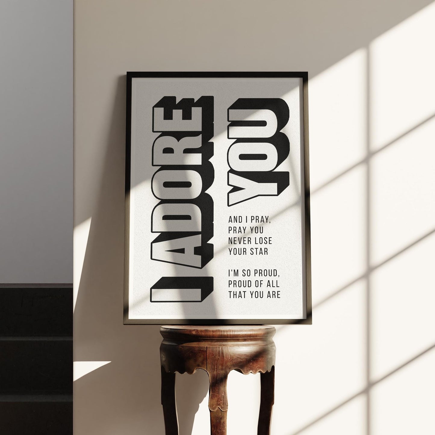 Adore U Lyric-Inspired Poster | House Music Print, Song Wall Art, Bold Shadow Typography, Music Quote, Black & White Aesthetic Home Decor