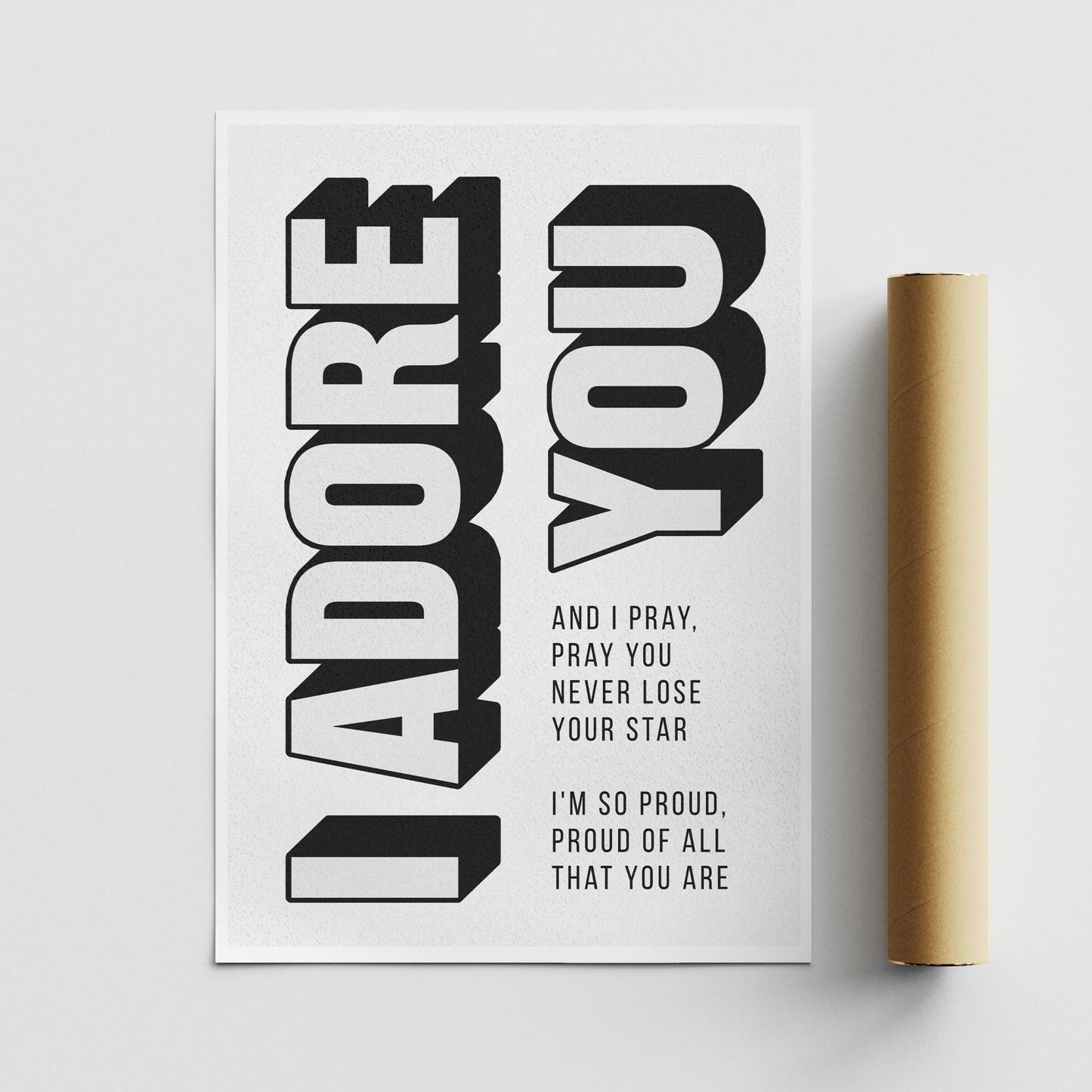 Adore U Lyric-Inspired Poster | House Music Print, Song Wall Art, Bold Shadow Typography, Music Quote, Black & White Aesthetic Home Decor