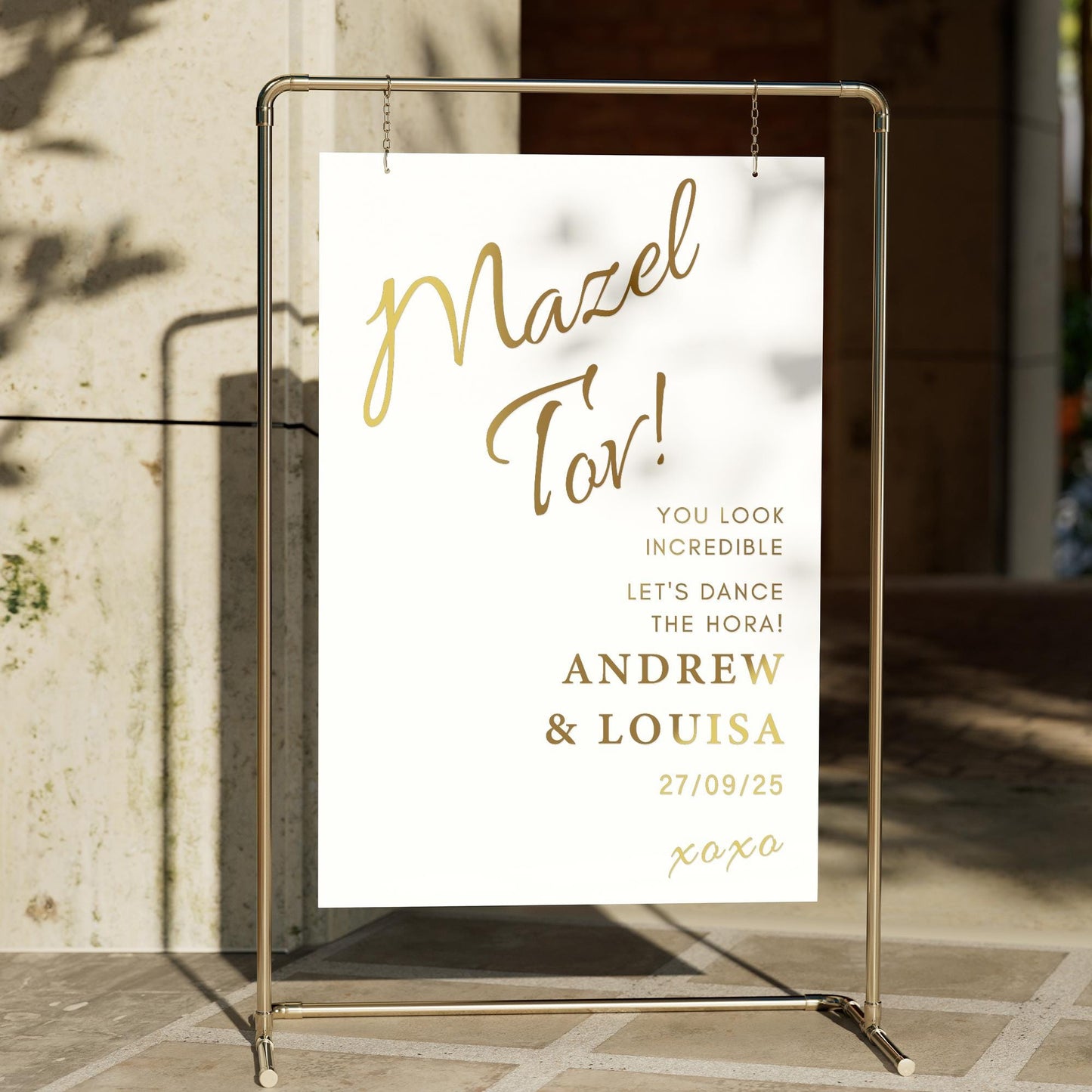 Personalised Jewish Wedding Vinyl Sticker | "Mazel Tov - Let's Dance the Hora!" Mirror Decal | Custom Sign Vinyl for Wedding Decor