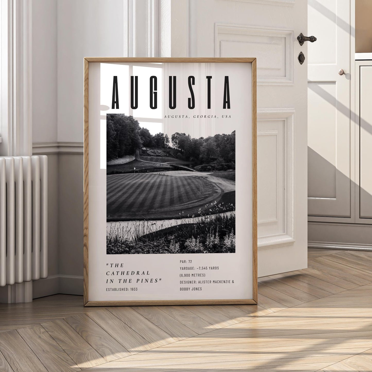 Augusta Golf Course Poster  Black & White Wall Art | Augusta National Golf Print | Golf Gift for Him | Golf Decor | The Masters Art Print