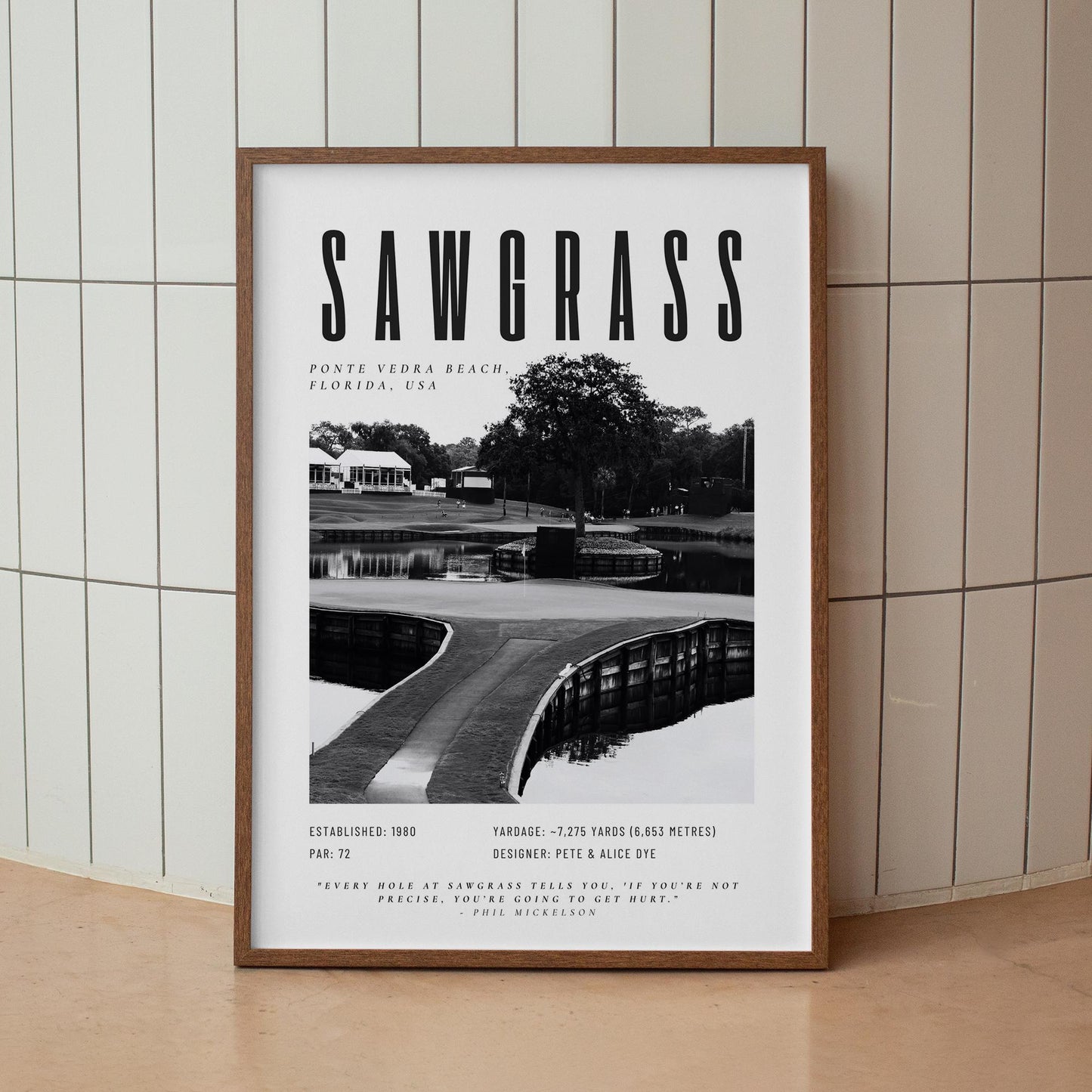 Sawgrass Golf Poster  Black & White Print | TPC Sawgrass Wall Art | Famous Course 17th Hole Golf Print | Decor for Him | Father's Day Gift
