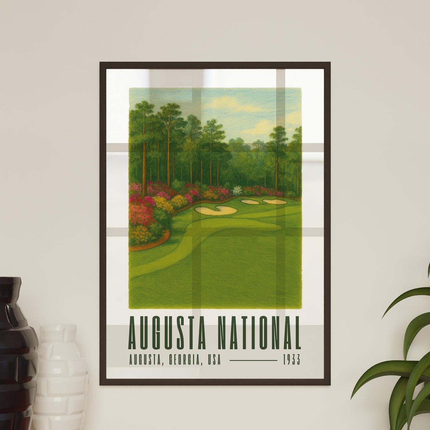 Augusta National Golf Poster  Illustrated Print | Colour Golf Wall Art | Man Cave Decor | Augusta Golf Gift for Him | Father's Day Gift