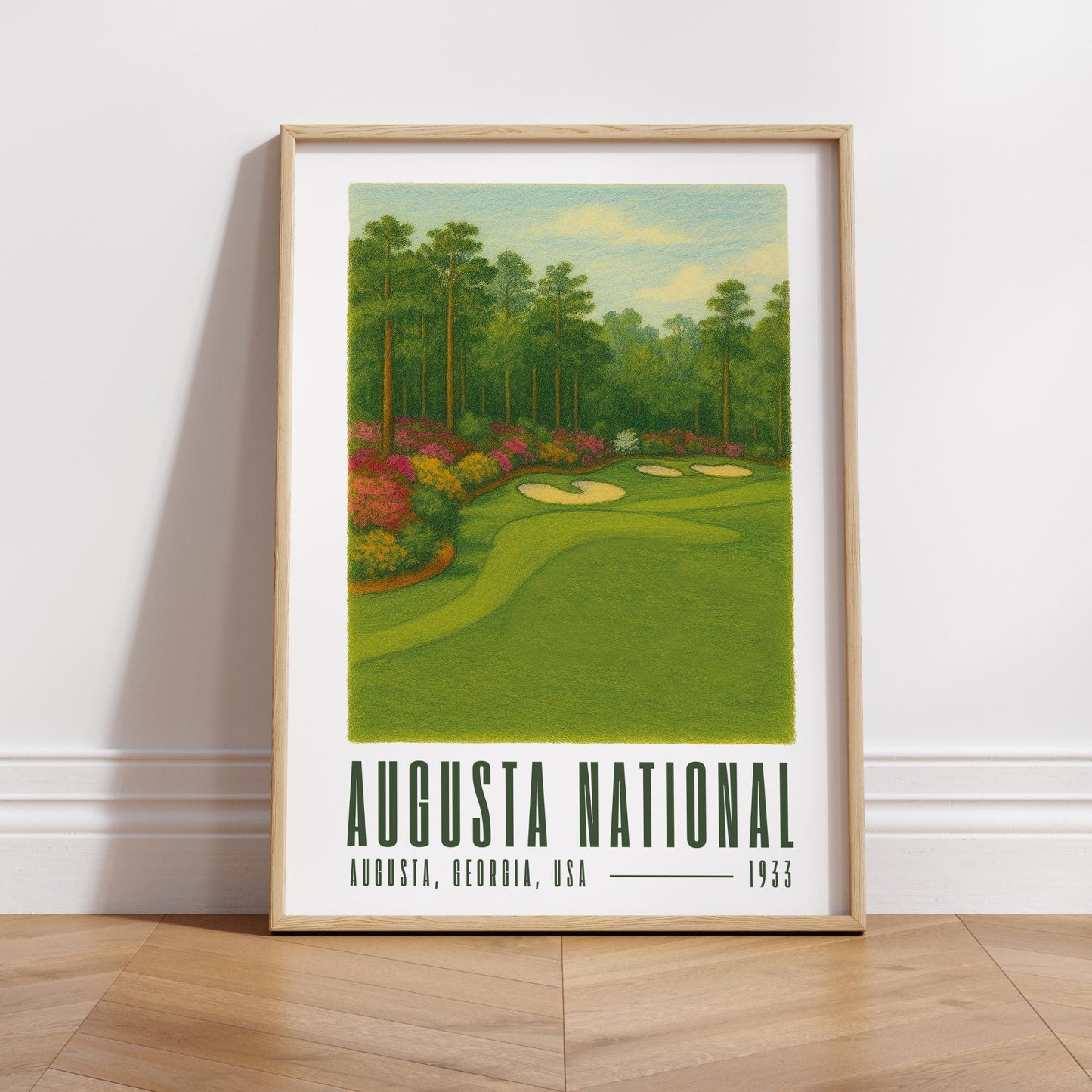Augusta National Golf Poster  Illustrated Print | Colour Golf Wall Art | Man Cave Decor | Augusta Golf Gift for Him | Father's Day Gift