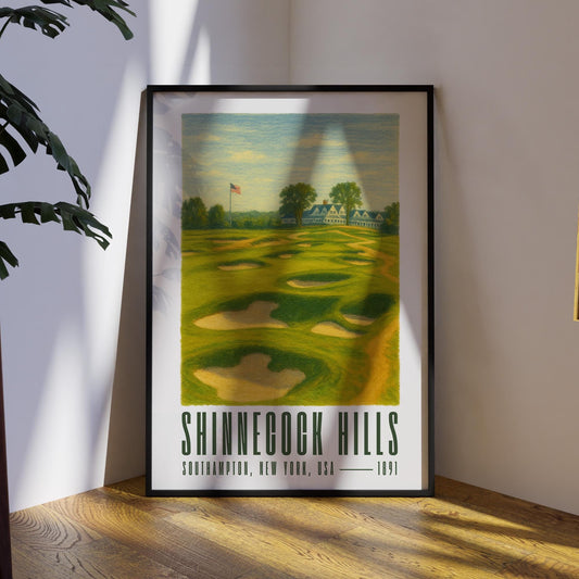 Shinnecock Hills Golf Poster  Illustrated Golf Course Art Print | Shinnecock Hills New York Wall Art | Gift for Him | Father's Day Gift