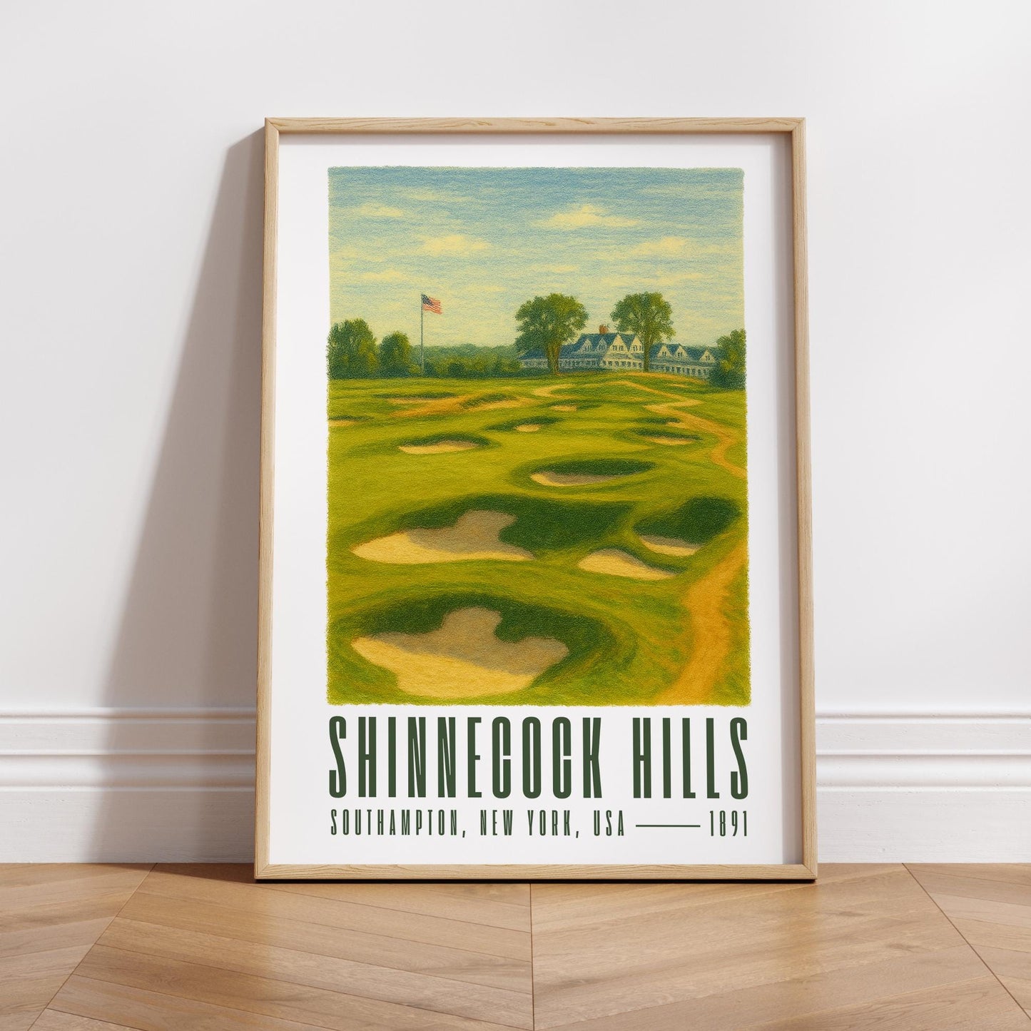 Shinnecock Hills Golf Poster  Illustrated Golf Course Art Print | Shinnecock Hills New York Wall Art | Gift for Him | Father's Day Gift