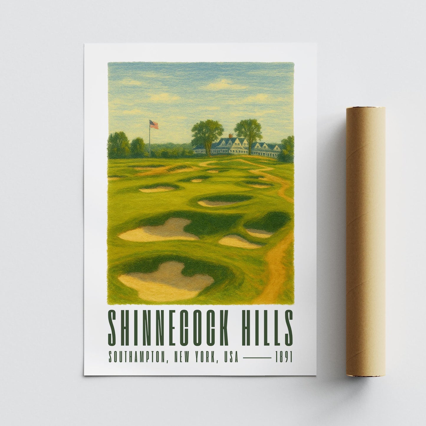 Shinnecock Hills Golf Poster  Illustrated Golf Course Art Print | Shinnecock Hills New York Wall Art | Gift for Him | Father's Day Gift