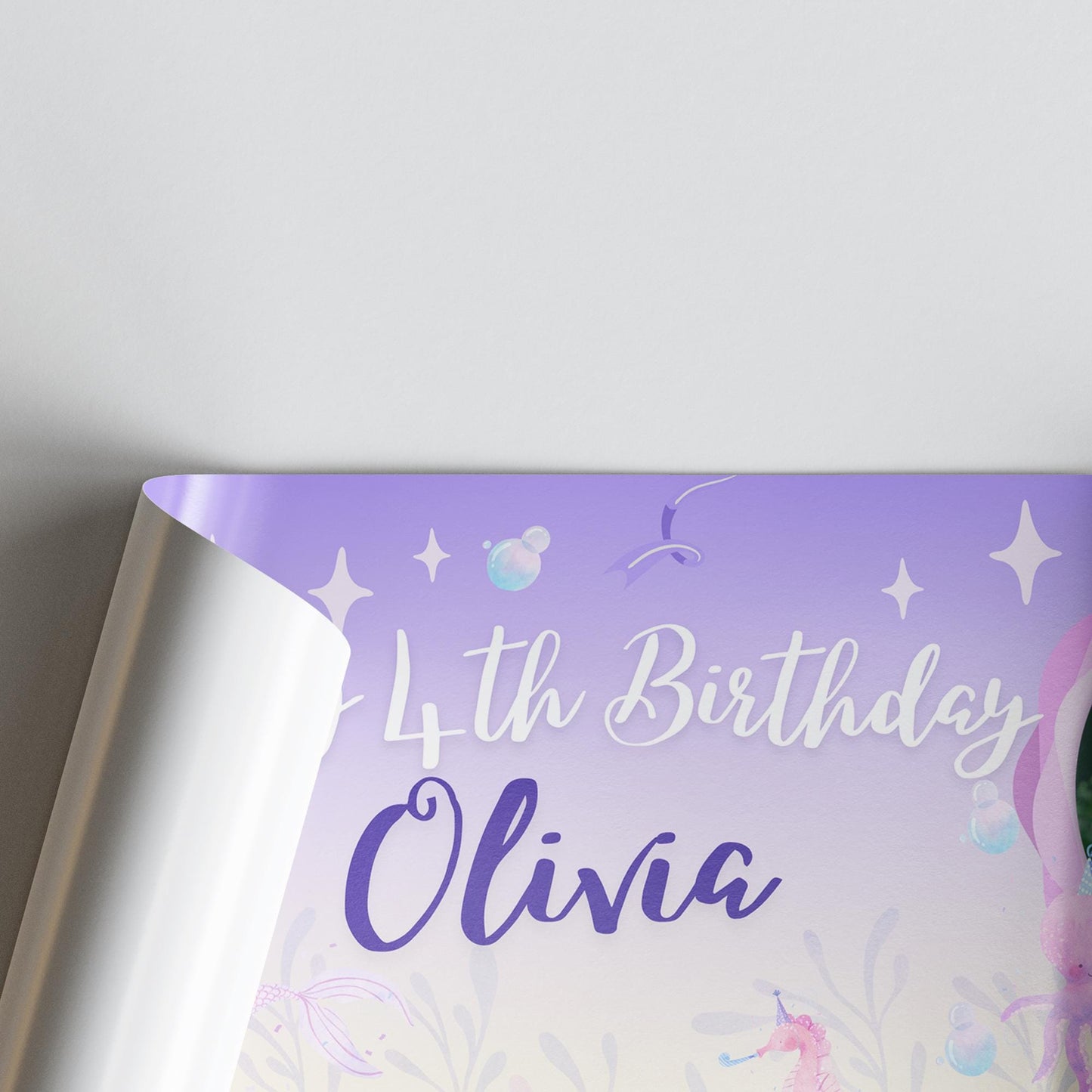 Personalised Mermaid Birthday Banner for Girls  Custom Name, Age & Photo | Under the Sea Theme Party Decoration, Birthday Decor for Kids