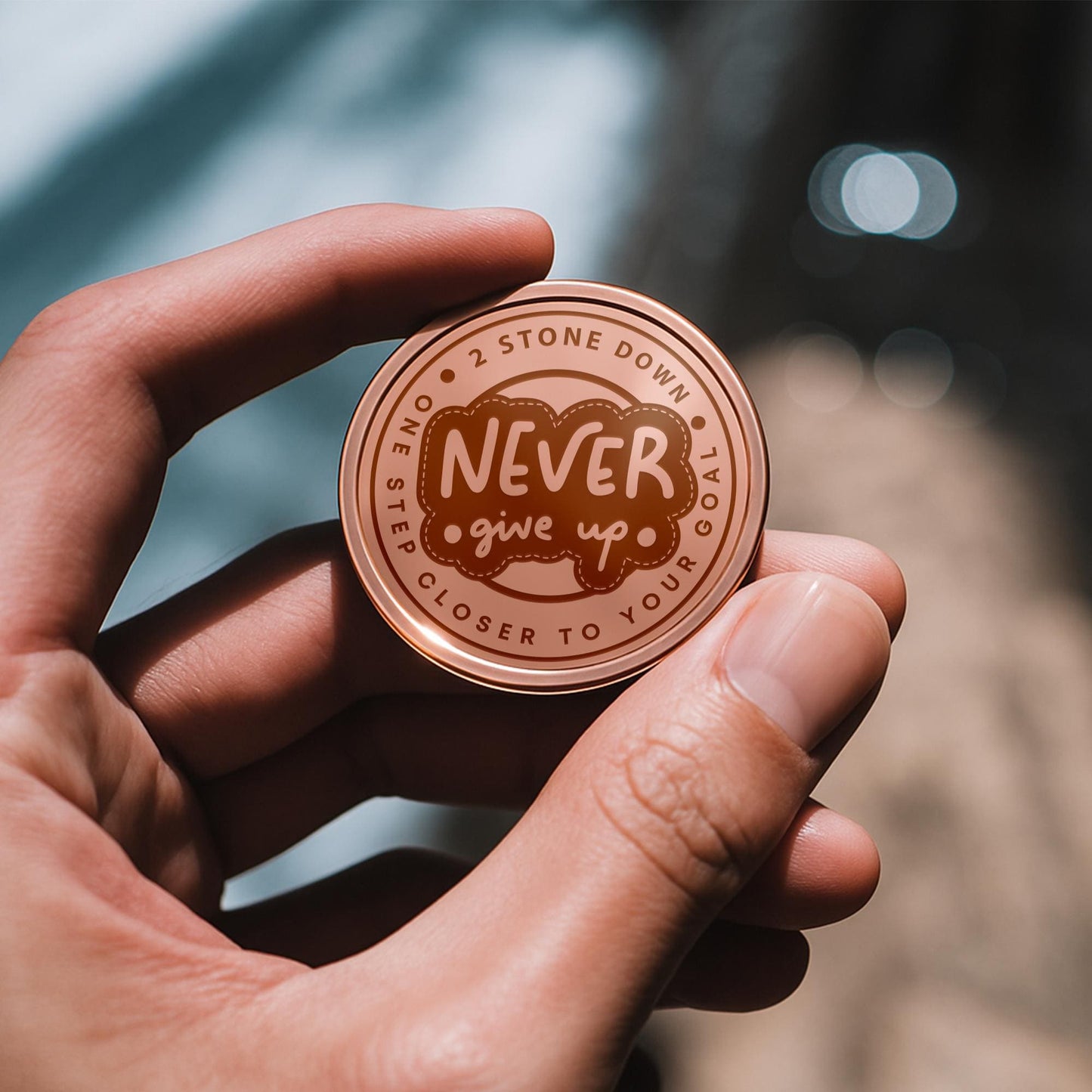 Personalised Weight Loss Milestone Coin  “Never Give Up Patch Design  Custom Weight & Message  Slimming Token  1st/Lbs/Kg Marker