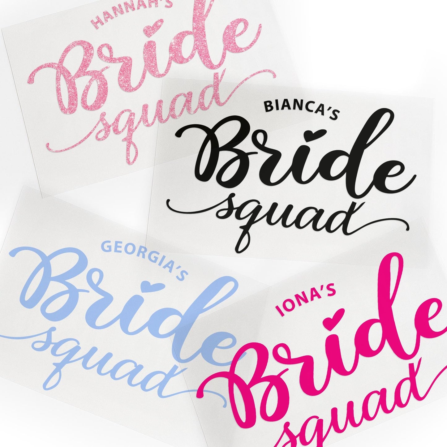 Personalised Bride Squad Iron-On Transfer  Hen Party HTV Sticker | Custom Hen Do Heat Transfer Vinyl, Bridal Party Glitter Labels