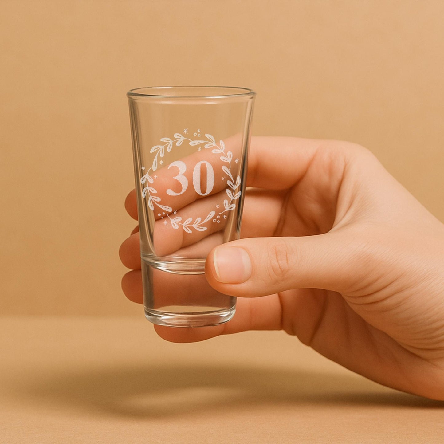 Personalised Birthday Shot Glass | Floral Personalised Age Shot Glass | Milestone Birthday Gift | Engraved Keepsake for 18th Birthday