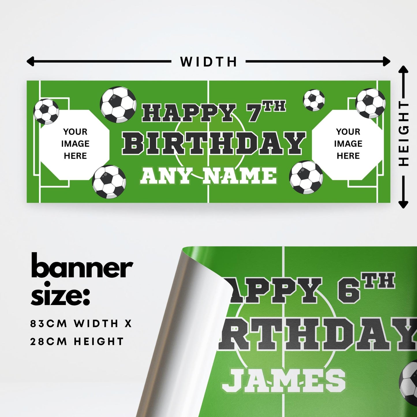 Personalised Football Birthday Banner  Custom Name, Age & Photos  Sports Themed Kids Party Decoration | Party Decor for Boys