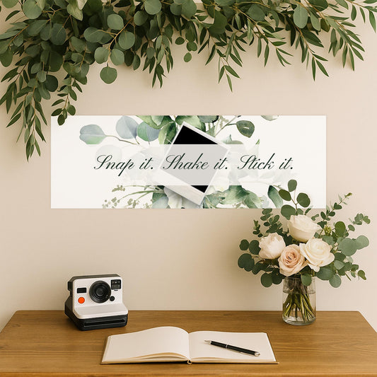Snap It Shake It Stick It. | Instant Photo-Themed Banner  Watercolour Design | Photo Book Banner | Camera Station Sign | Party Decor