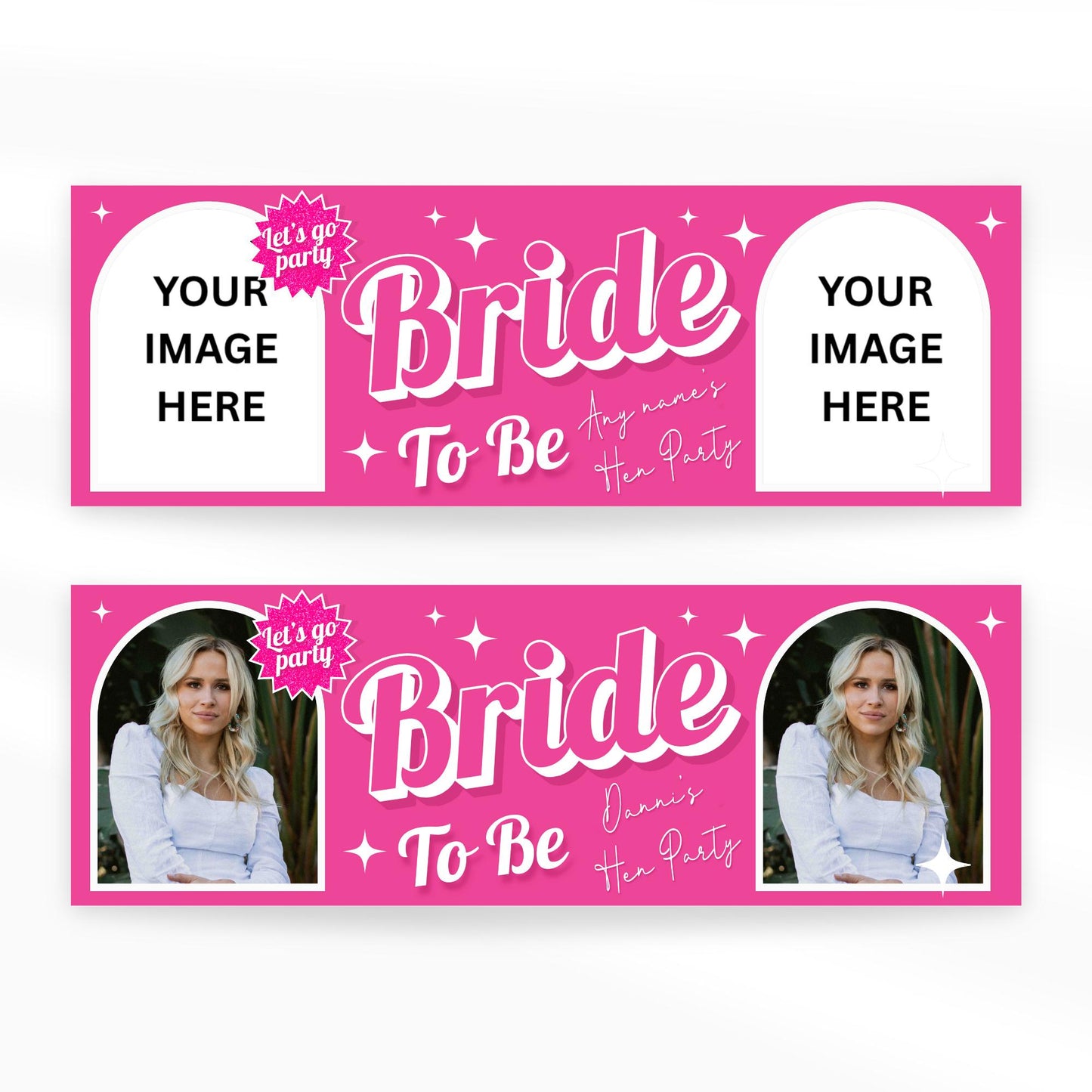 Personalised Hen Party Decor | Bride To Be | Custom Name & Photo Banner | Hot Pink Girly Hen Do Decor | Bridal Shower Party Decorations