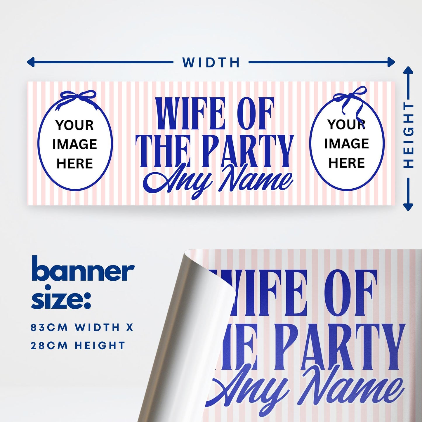 Personalised Hen Party Banner | Wife of the Party  | Custom Hen Party Photo Banner | Custom Name Bridal Shower Decor | Hen Do Sign