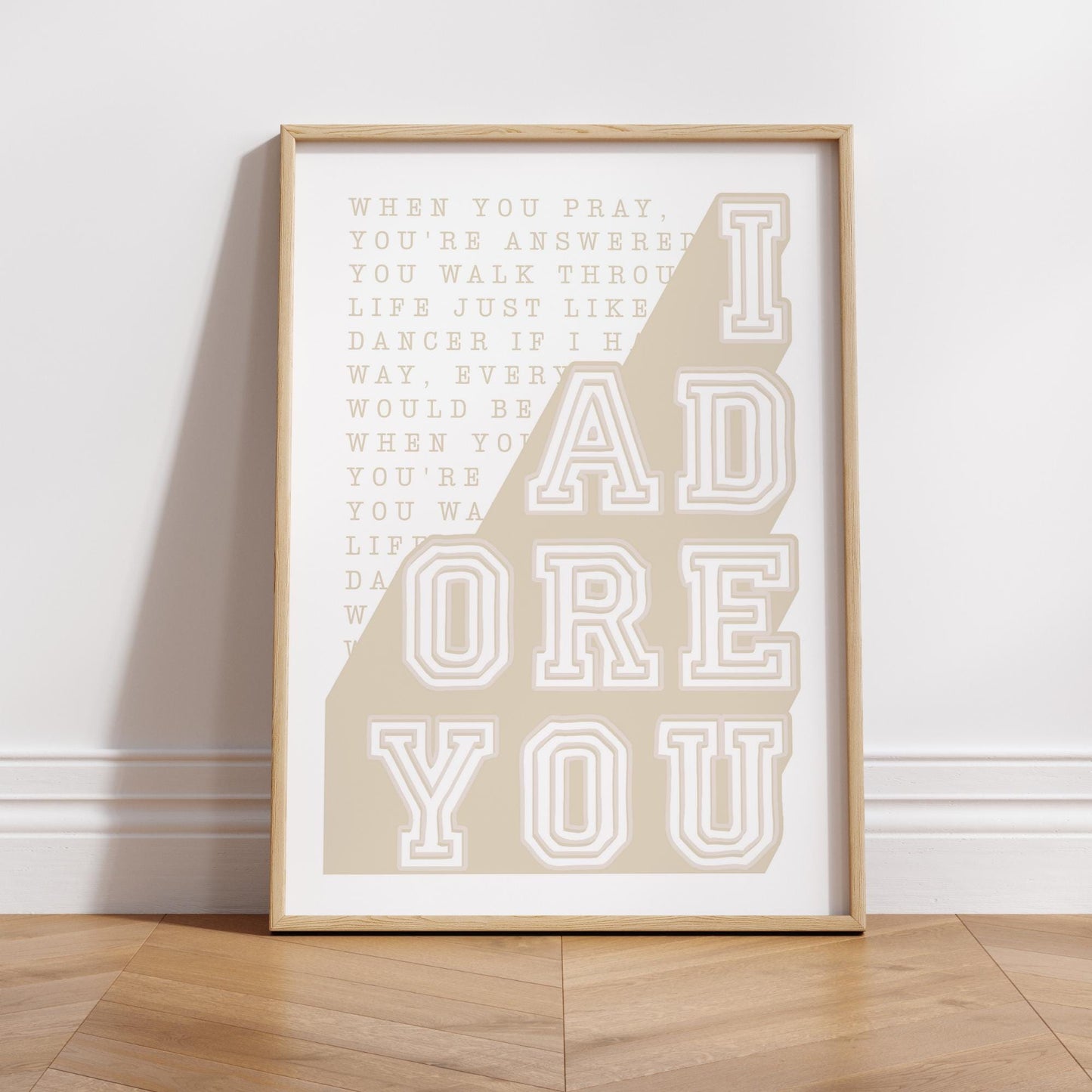 Adore U Lyric-Inspired Poster | House Music Print, Song Wall Art, Bold College Style Typography, Music Quote, Muted Aesthetic Home Decor