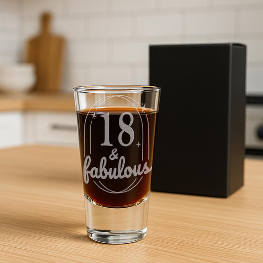 Personalised Shot Glass  [Age] & Fabulous  Personalised Birthday Shot Glass  Custom Engraved Gift for Milestone Celebrations | For Her