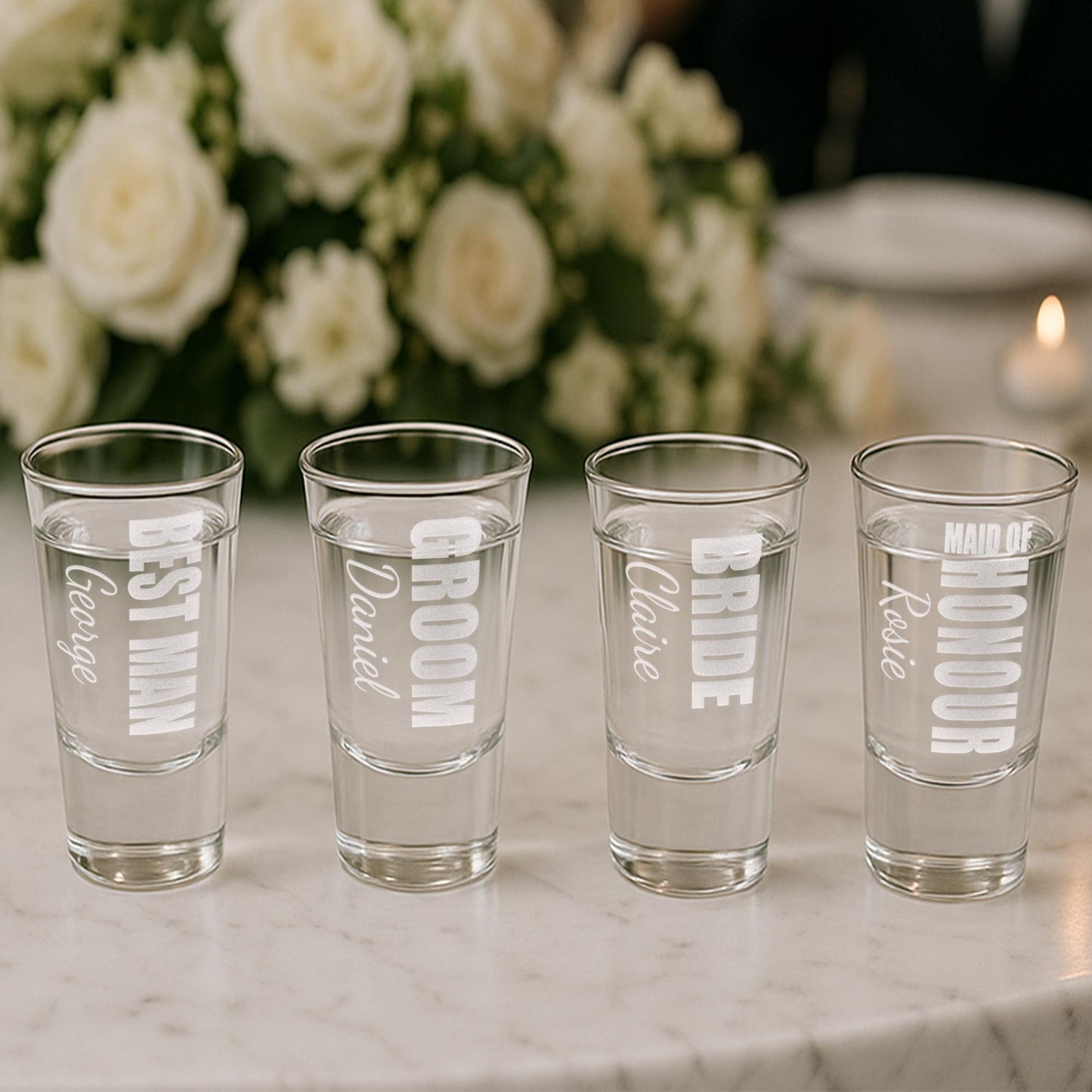 Personalised Wedding Role Shot Glass | Custom Engraved with Role & Name  Bridal Party Gift | Wedding Party Shot Glasses Keepsakes