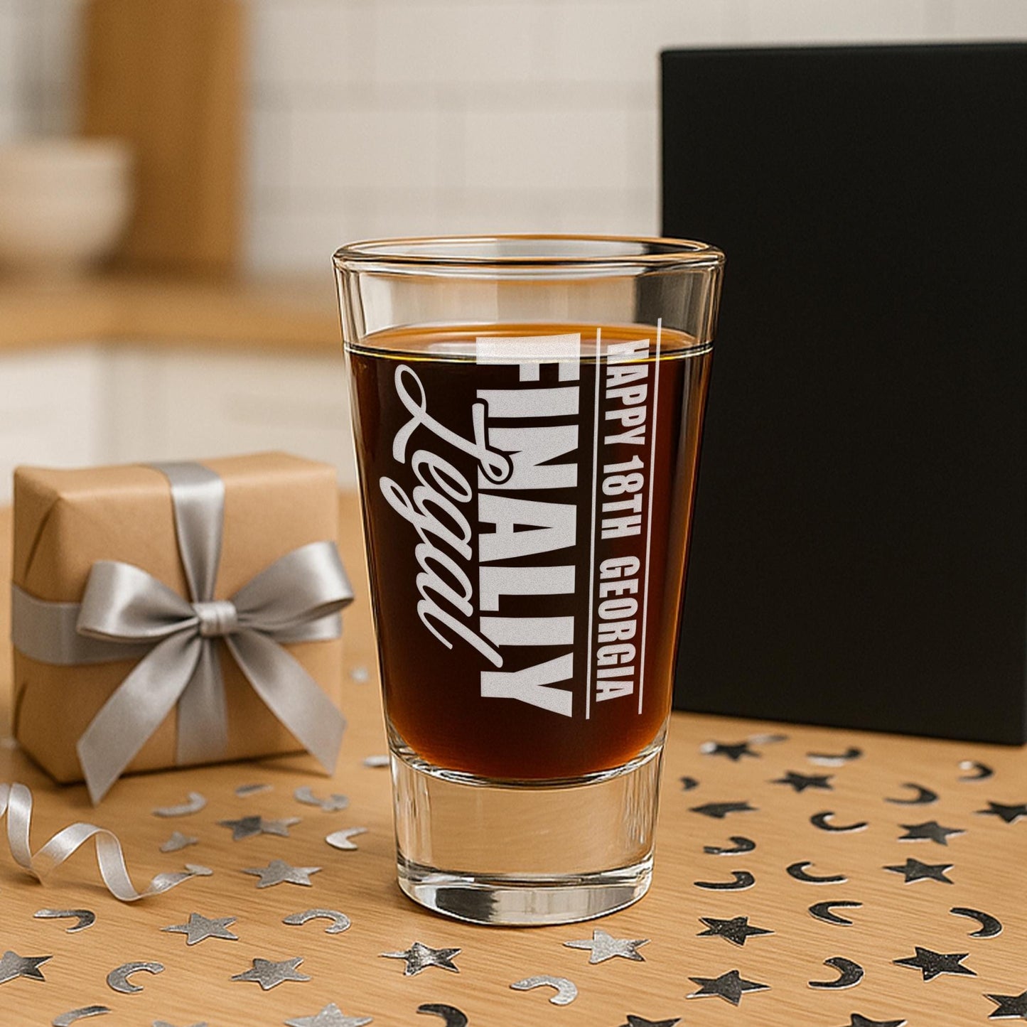 Personalised Birthday Shot Glass | Finally Legal Engraved Shot Glass | Custom 18th Birthday Gift | Milestone Birthday Gift for Him or Her