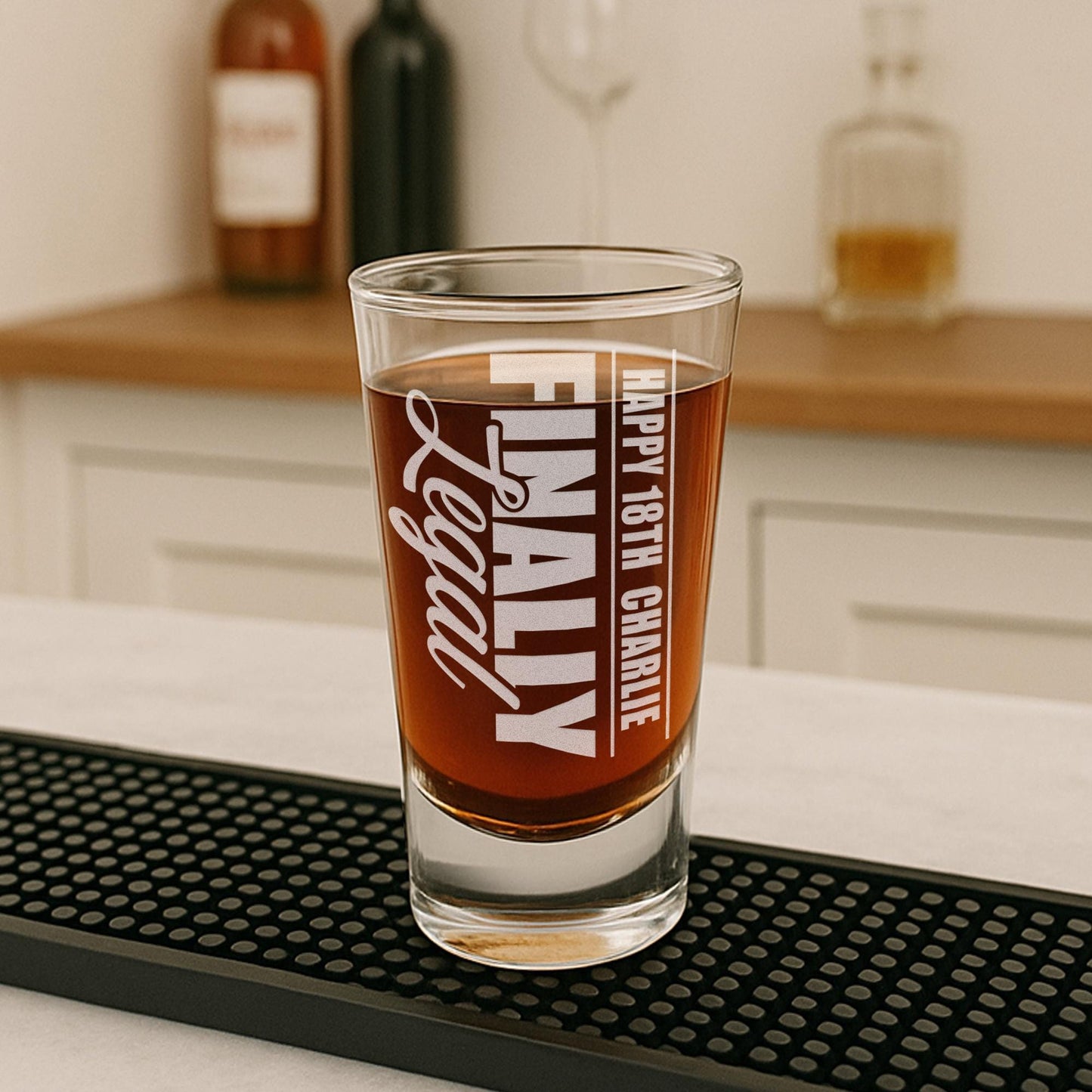 Personalised Birthday Shot Glass | Finally Legal Engraved Shot Glass | Custom 18th Birthday Gift | Milestone Birthday Gift for Him or Her