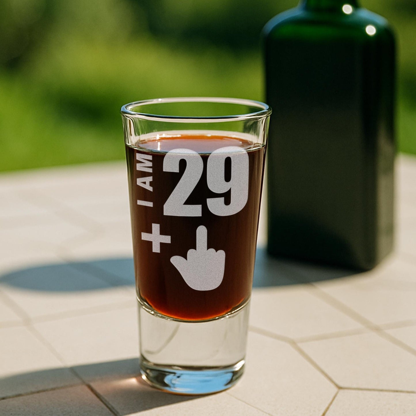 Personalised Birthday Shot Glass | Funny “I Am [Age] + Middle Finger Engraved Shot Glass | Custom Joke Gift Birthday Gift for Him or Her