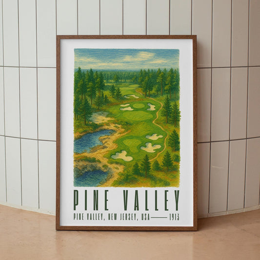 Pine Valley Golf Poster  Illustrated Golf Course Wall Art | Pine Valley New Jersey Print | Golf Decor | Gift for Him | Father's Day Gift